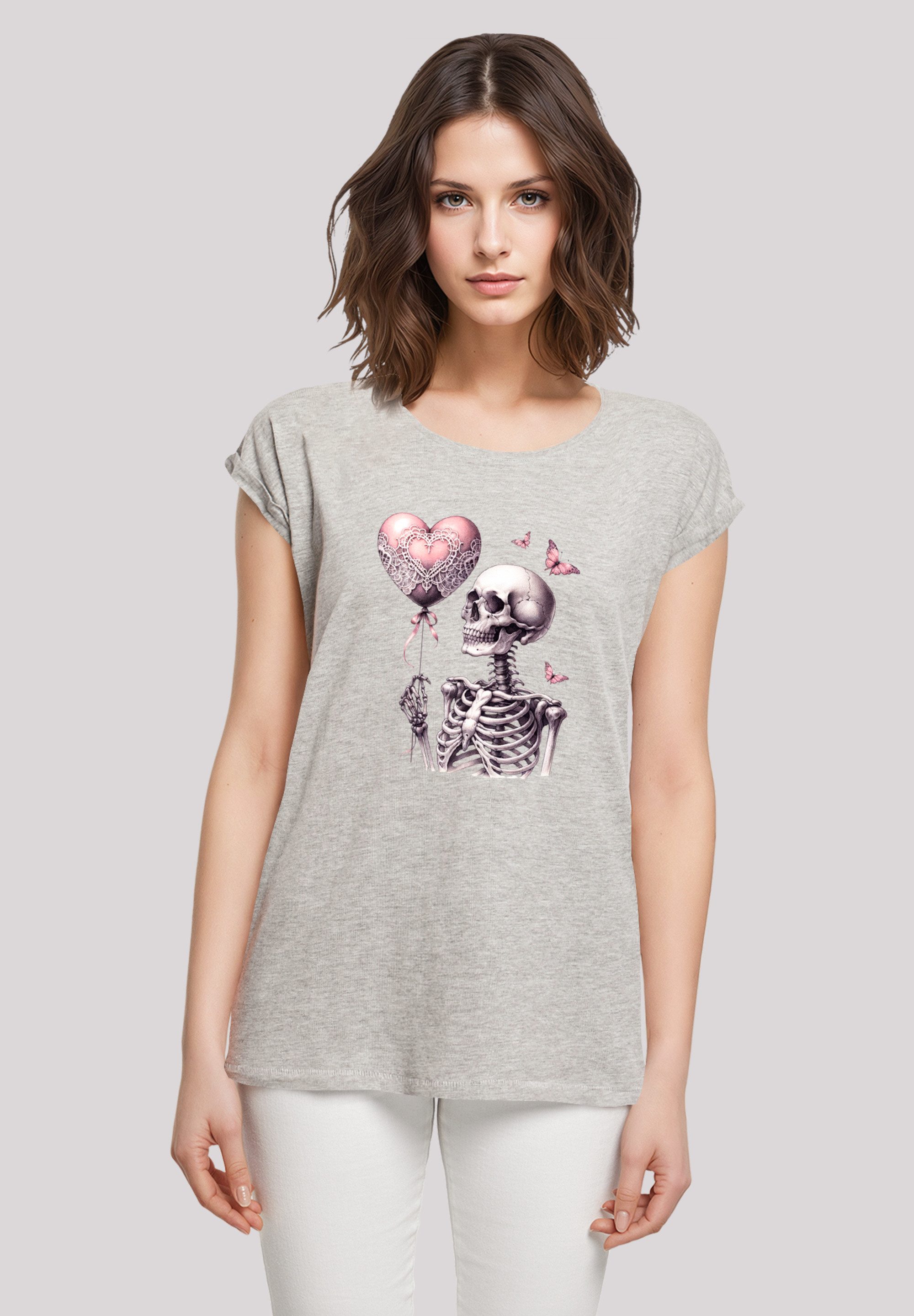 F4NT4STIC T-Shirt Skelett hält Herzballon Premium günstig online kaufen