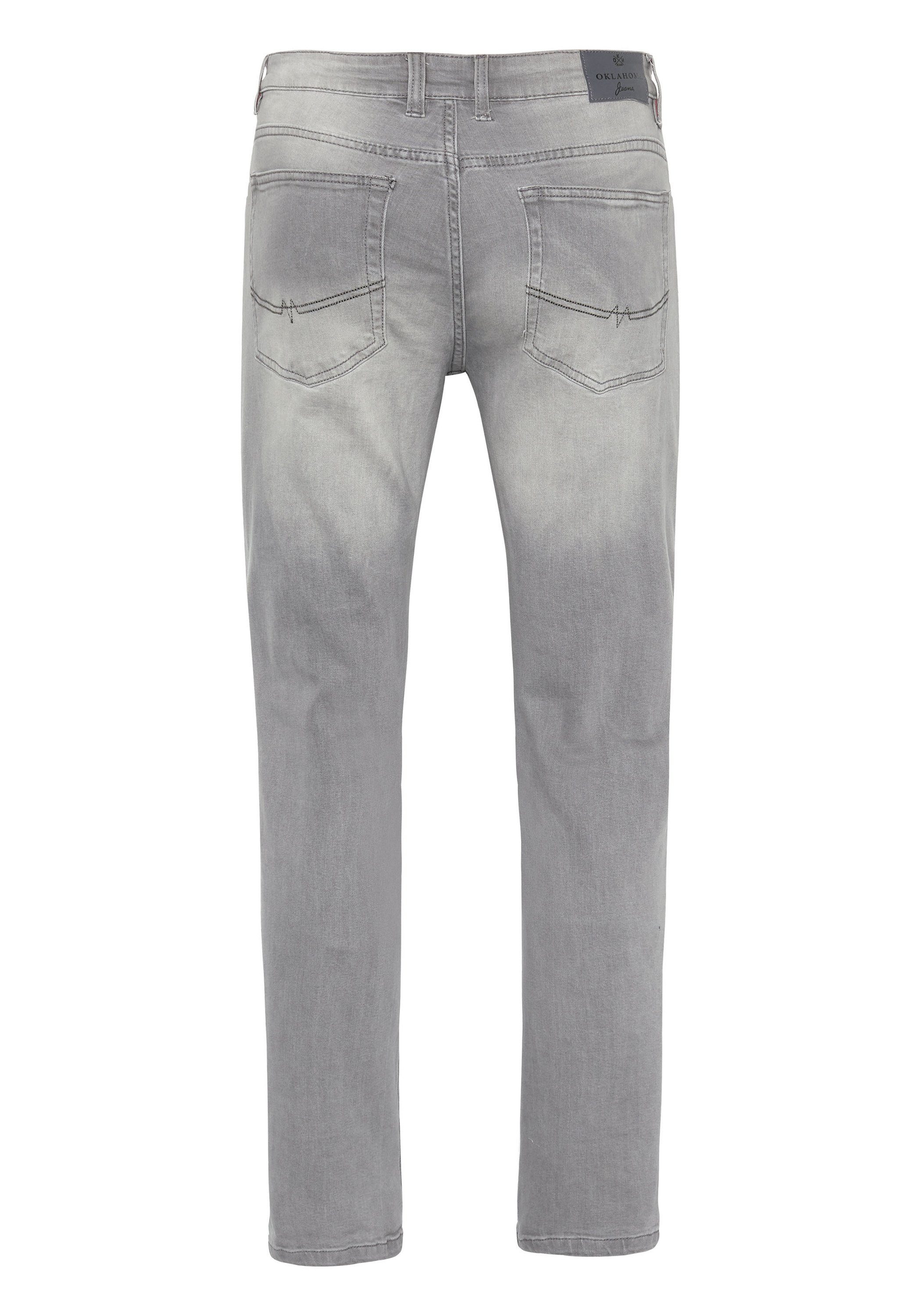 Oklahoma Jeans Straight-Jeans in hellgrauer Waschung (1-tlg) günstig online kaufen