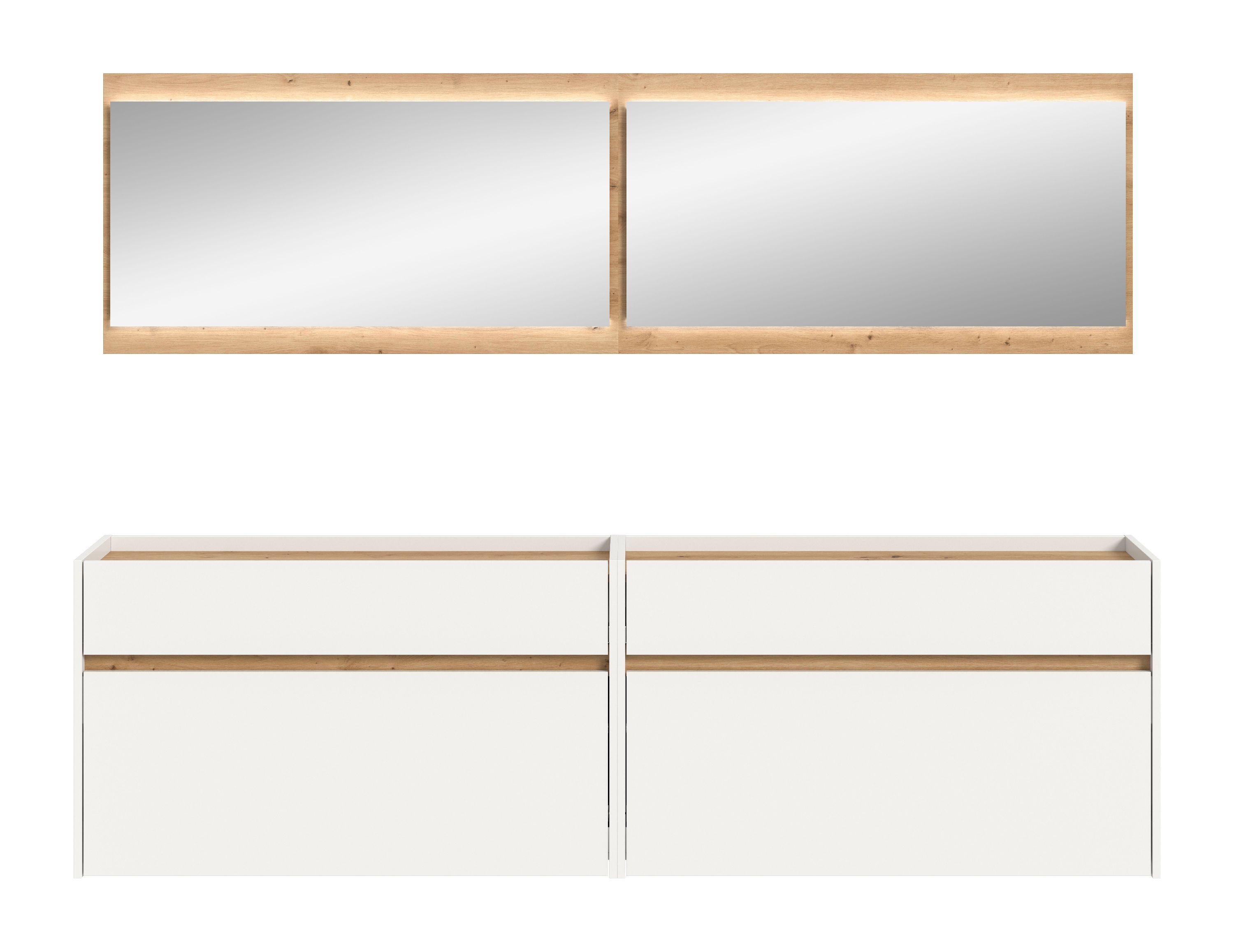 xonox.home Garderobe Drive (6tlg. Set inkl. Schuhkommode, Spiegel, LED), weiß Nachbildung Melamin beschichtet modern 192x220x32 cm