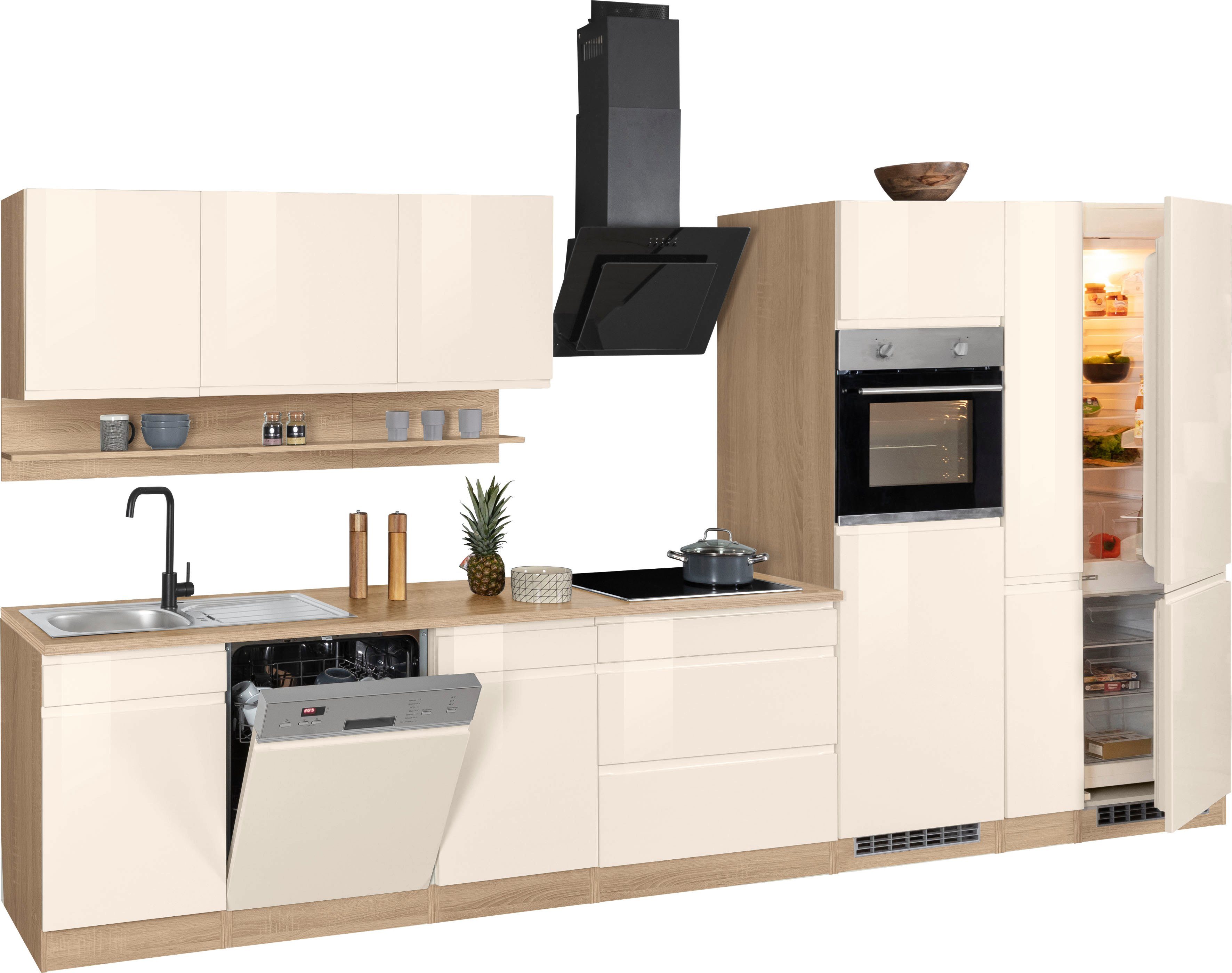 KOCHSTATION Küchenzeile KS-Virginia, Breite 390 cm, mit Glaskeramik-oder Induktionskochfeld