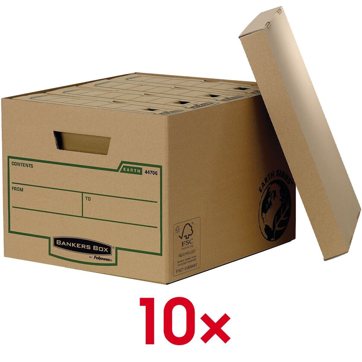 BANKERS BOX EARTH SERIES Archivcontainer Earth Series - Standard (10 St), für Ringbücher & Archivschachteln, mit Deckel