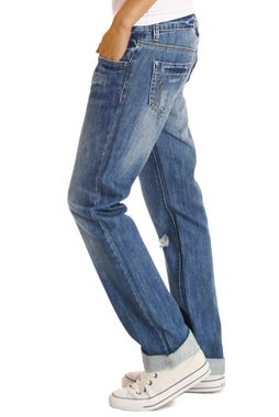 be styled Boyfriend-Jeans lockere Hüftjeans Hosen destroyed relaxed Fit j1z 5-pocket
