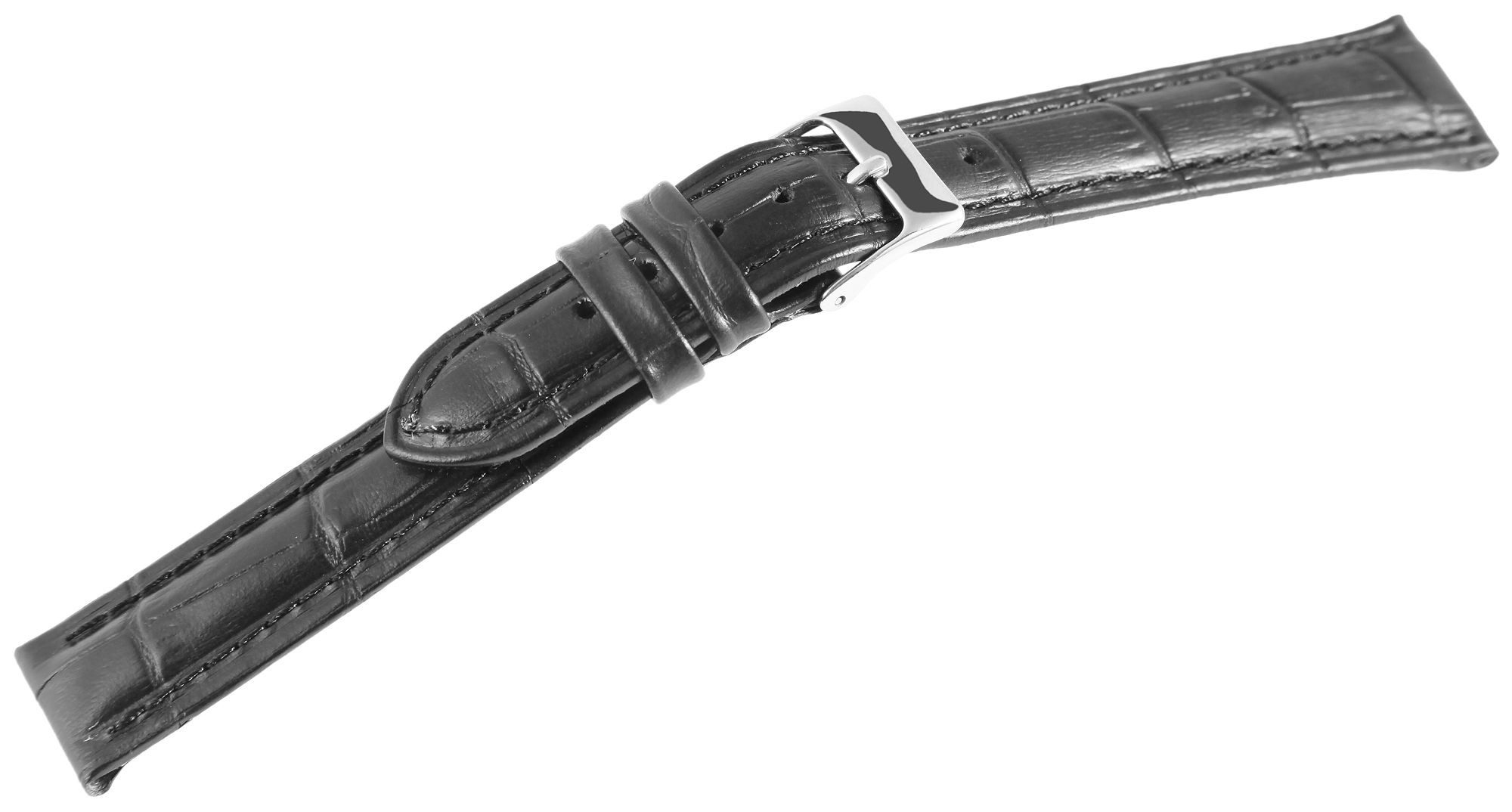 STEINMEISTER Uhrenarmband 8000520 Echtleder-Uhrenarmband, schwarz, Krokooptik, 18 mm - 20