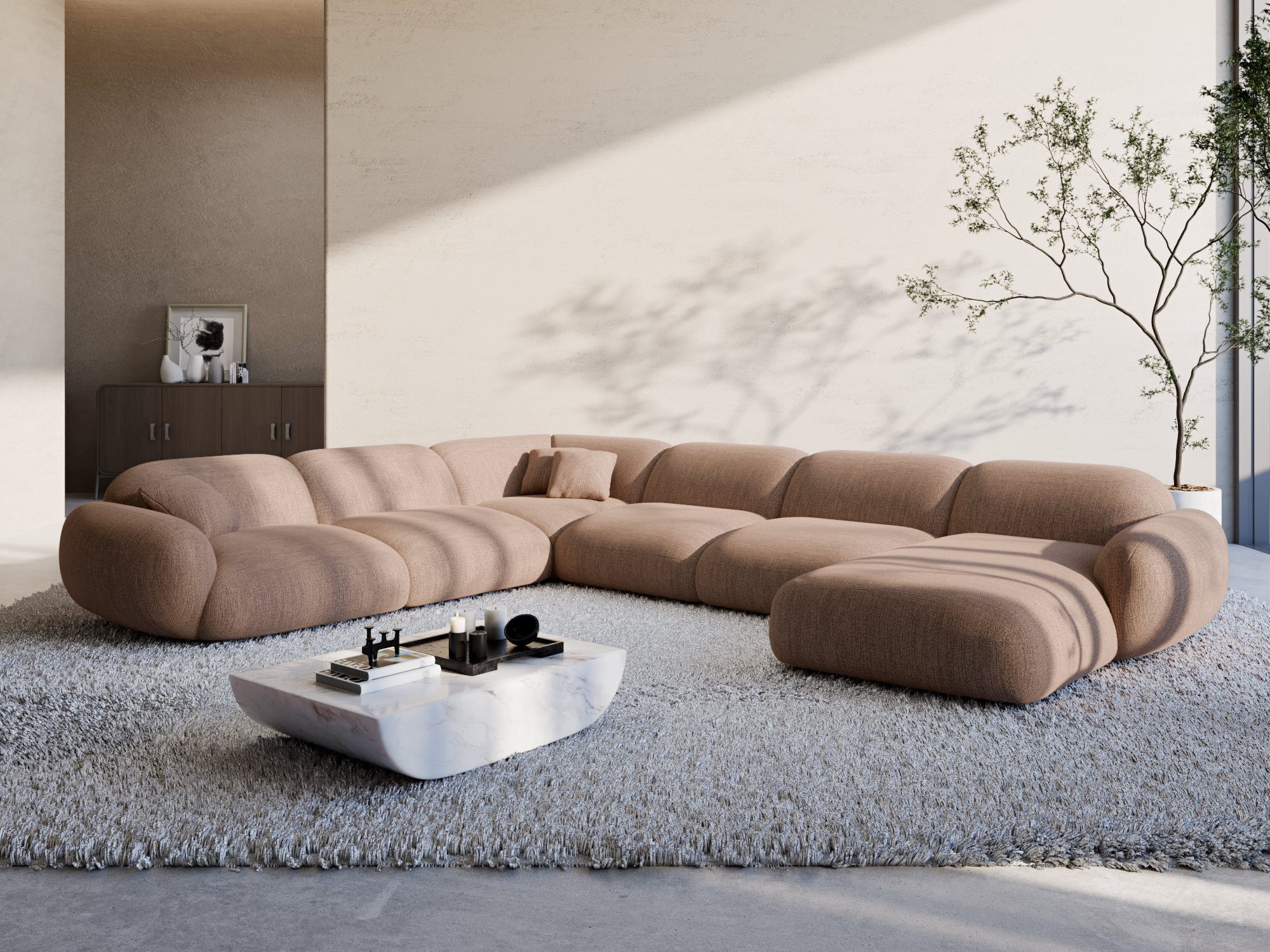 Sofa Dreams Wohnlandschaft Wohnlandschaft Alcazar XXL in Stoff, Wohnlandschaft, U-Form, Moderne Wohnlandschaft in U-Form, 2 Zierkissen inklusive
