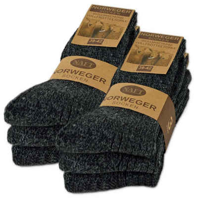 sockenkauf24 Norwegersocken 6 Paar Damen & Herren Socken mit Wolle Wintersocken (Anthrazit, 39-42) Schwarz Grau Anthrazit - 10500