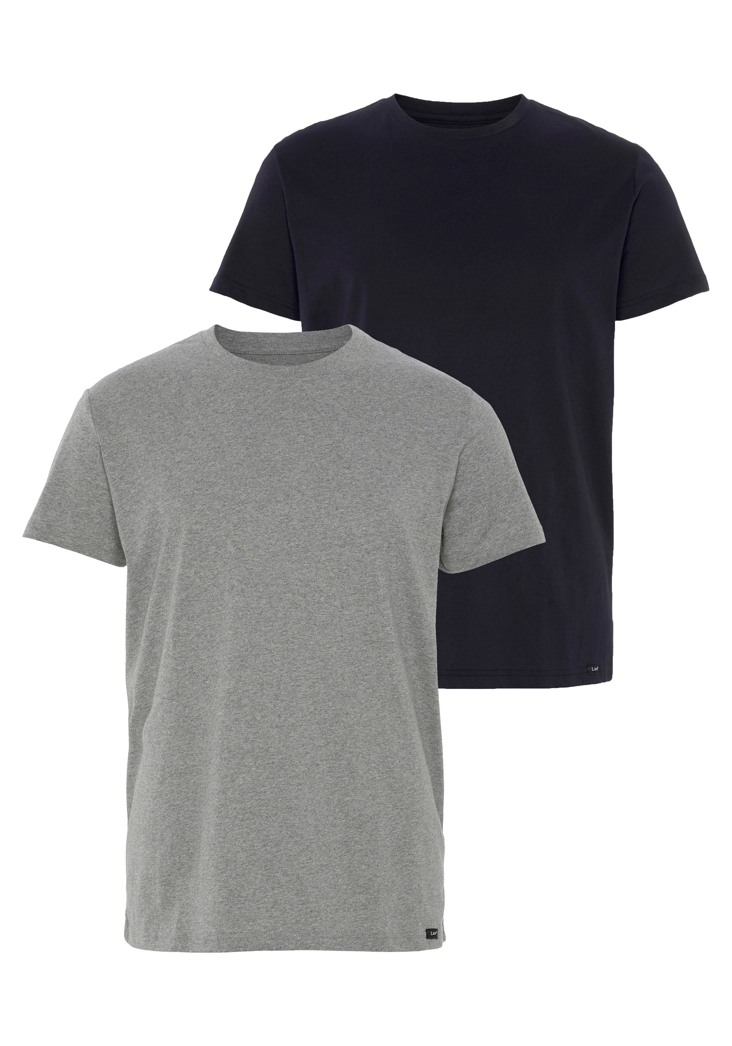Lee® T-Shirt (Set, 2-tlg) grau-meliert / navy