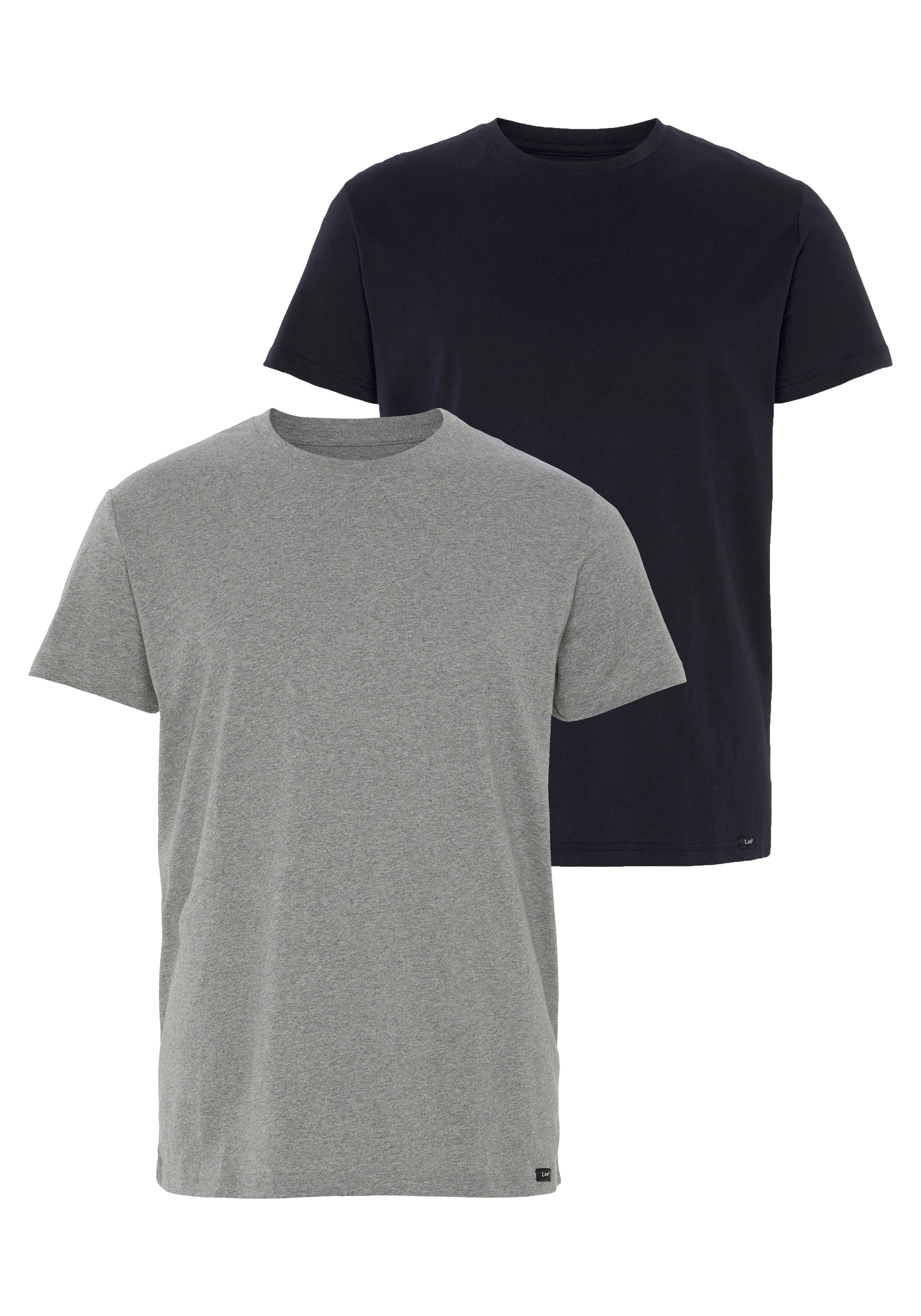 Lee® T-Shirt (Set, 2-tlg) / grau-meliert navy