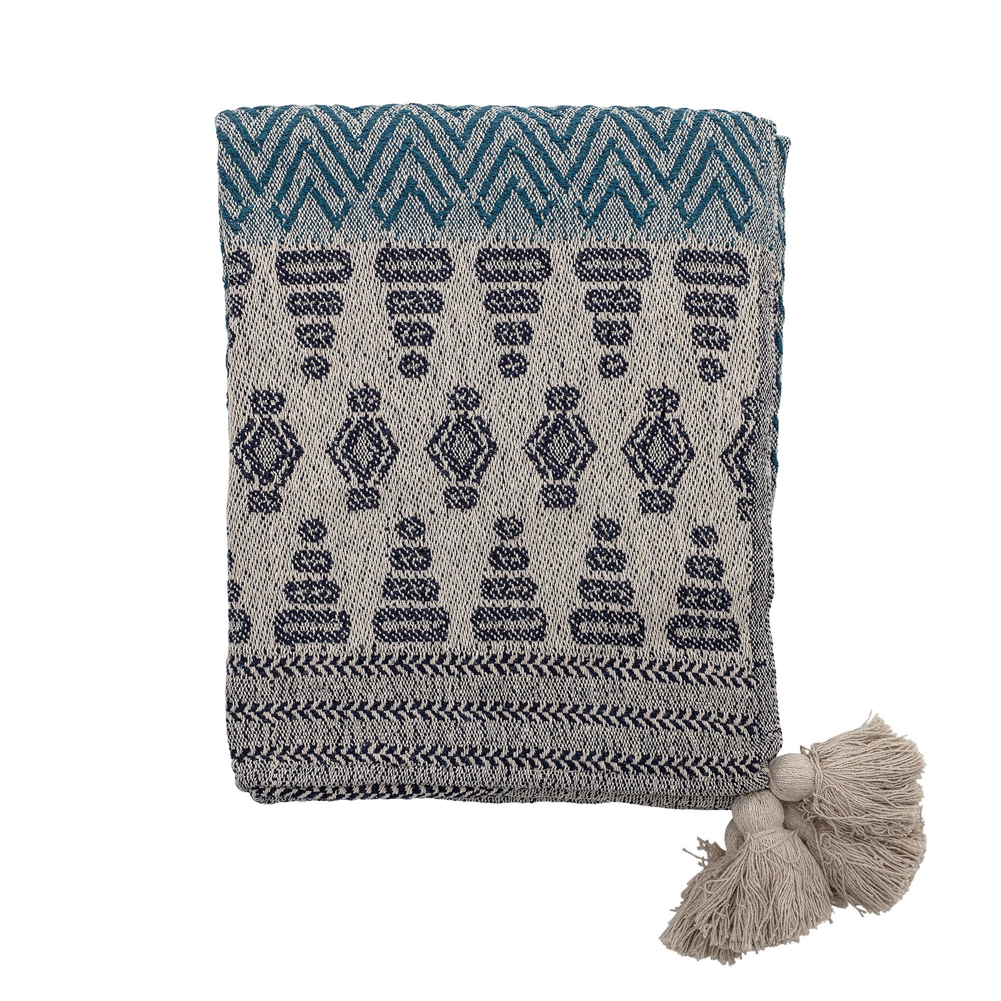 Wohndecke Bloomingville Milas Decke, Blue, 160 x 130 cm, Bloomingville günstig online kaufen