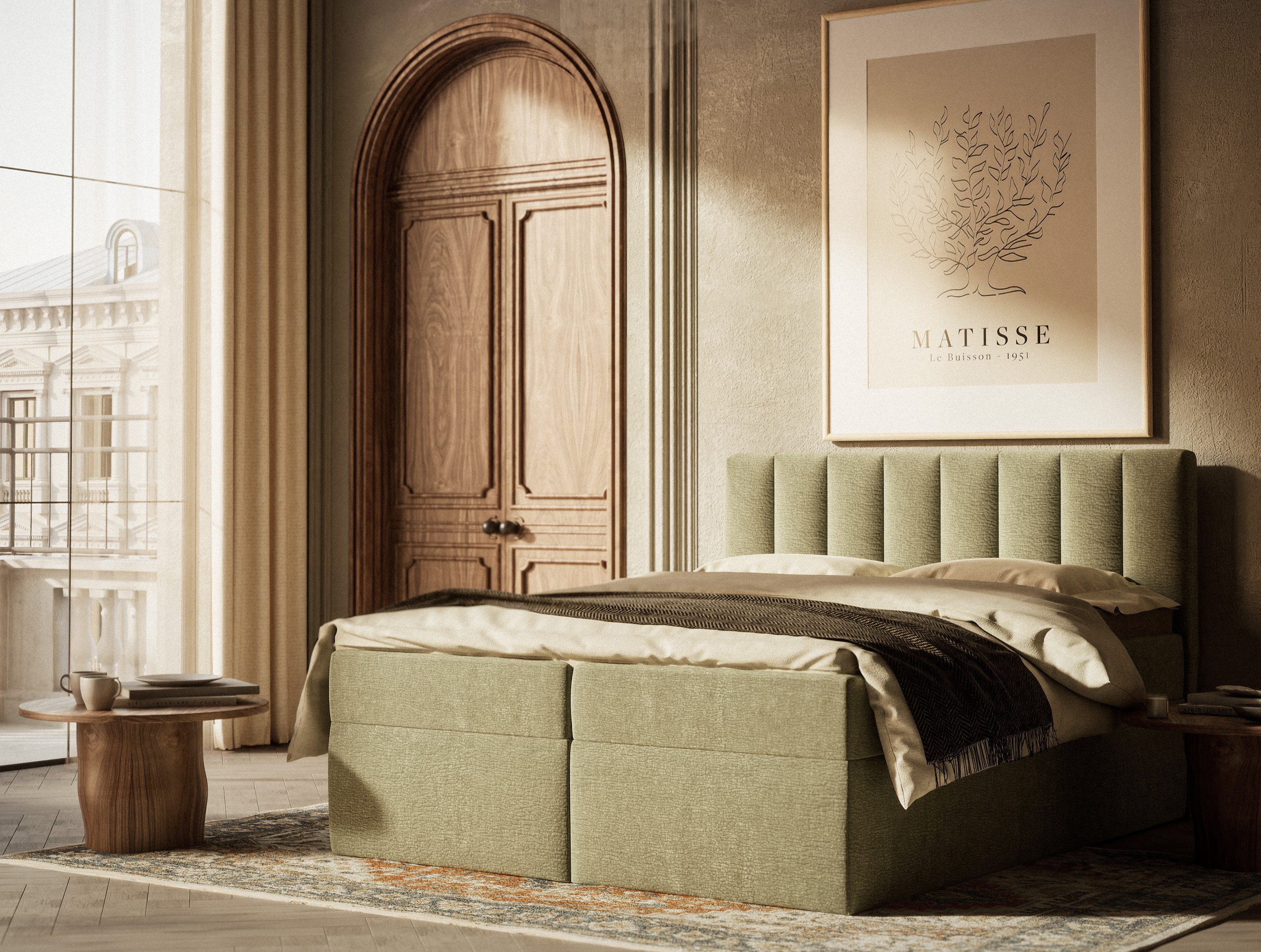 Maison de Rêve Boxbett Anse mit Bettkasten (Matratze, Stauraum, Kopfteil, Topper), Boxspringbett mit Taschenmatratze H3, Doppelbett, inkl. Visco-Topper