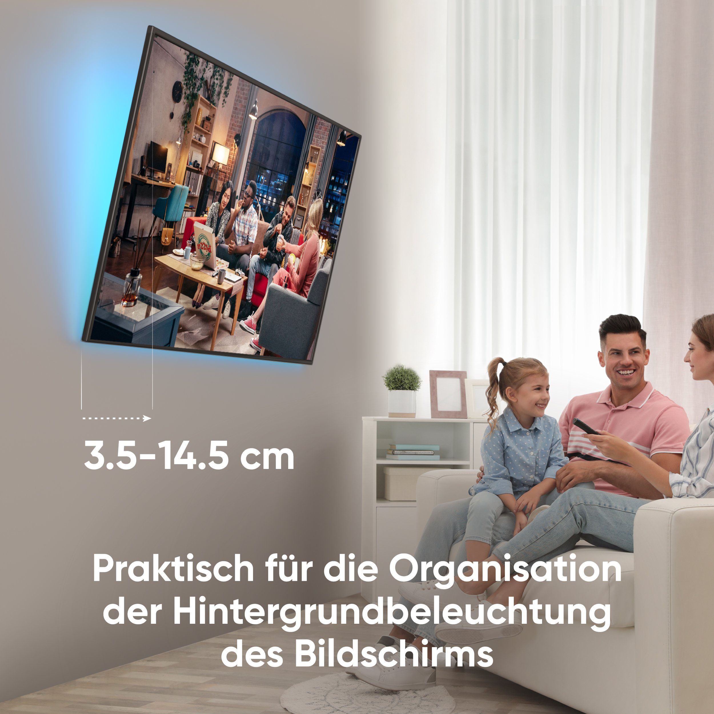 ONKRON TV-Wandhalterung 43-85 Zoll, bis 68 kg, VESA 75x75-600x400, TM6-B, (bis 85,00 Zoll, neigbar, ultra slim, Click’n’Pull-System, Wasserwaage) – Bild 5 von 5