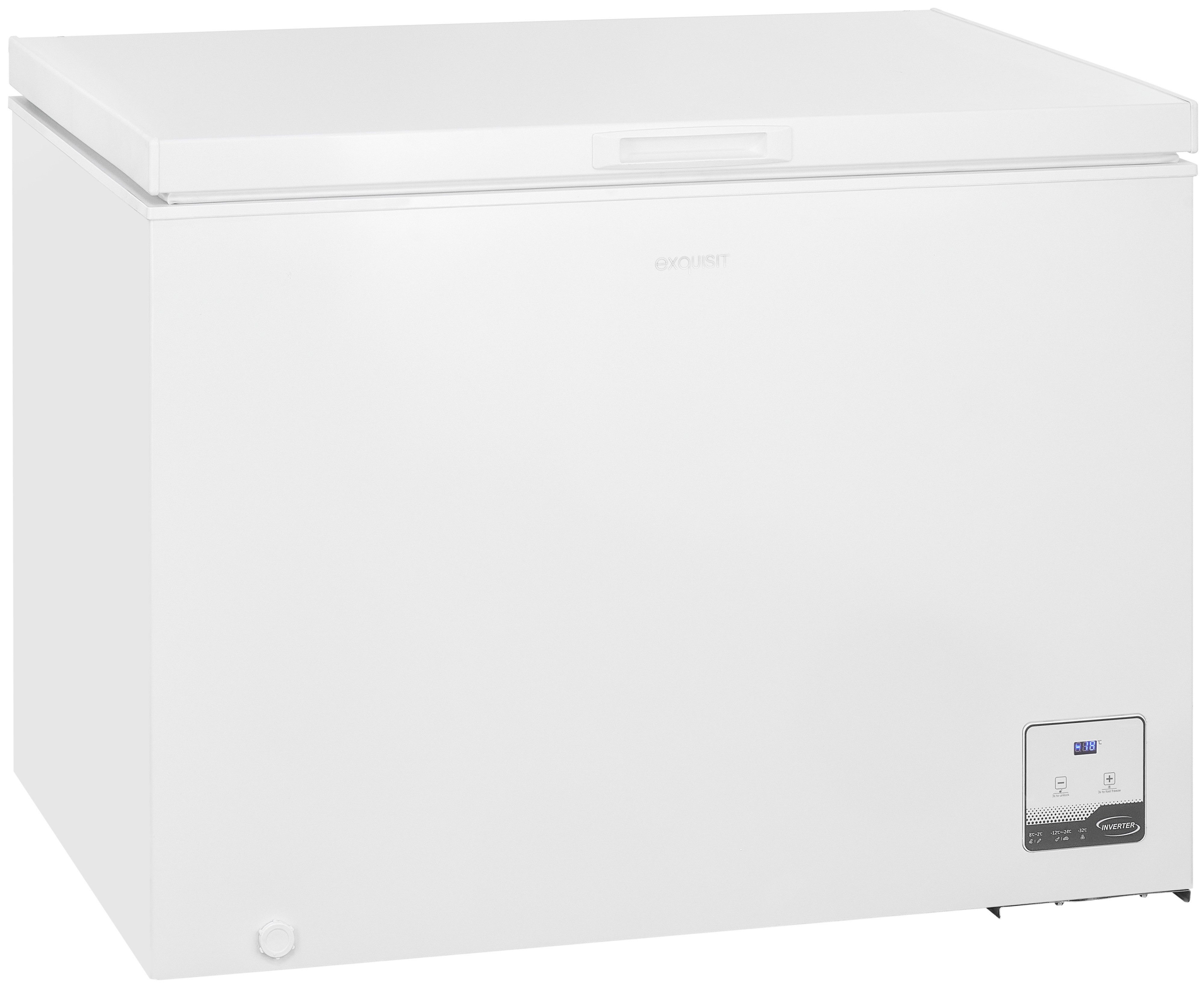 exquisit Gefriertruhe GT300-050C weiss, 105,5 cm breit, 292 l, 2-in-1 Gefrier-/Kühltruhe mit LED mit ergonomischer Griffmulde