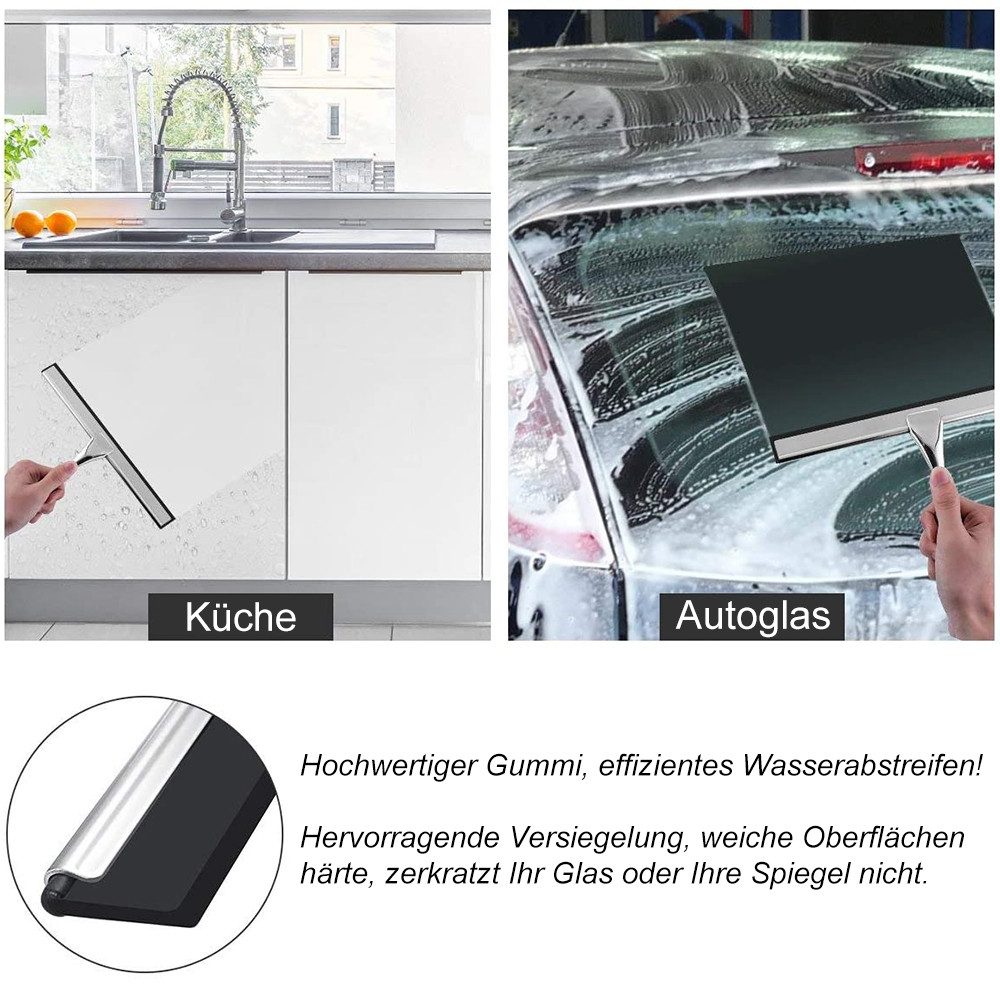 HUGERSTONE Duschabzieher Edelstahl Abzieher Dusche mit Halterung, Fensterabzieher für Dusche, (1-St., 25 cm Fensterwischer Kein Einbau Erforderlich), Für die Re – Bild 5 von 5