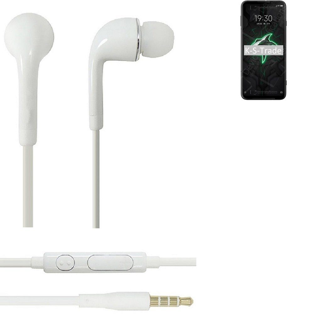 K-S-Trade für Xiaomi Black Shark 3 In-Ear-Kopfhörer (Kopfhörer Headset mit Mikrofon u Lautstärkeregler weiß 3,5mm)