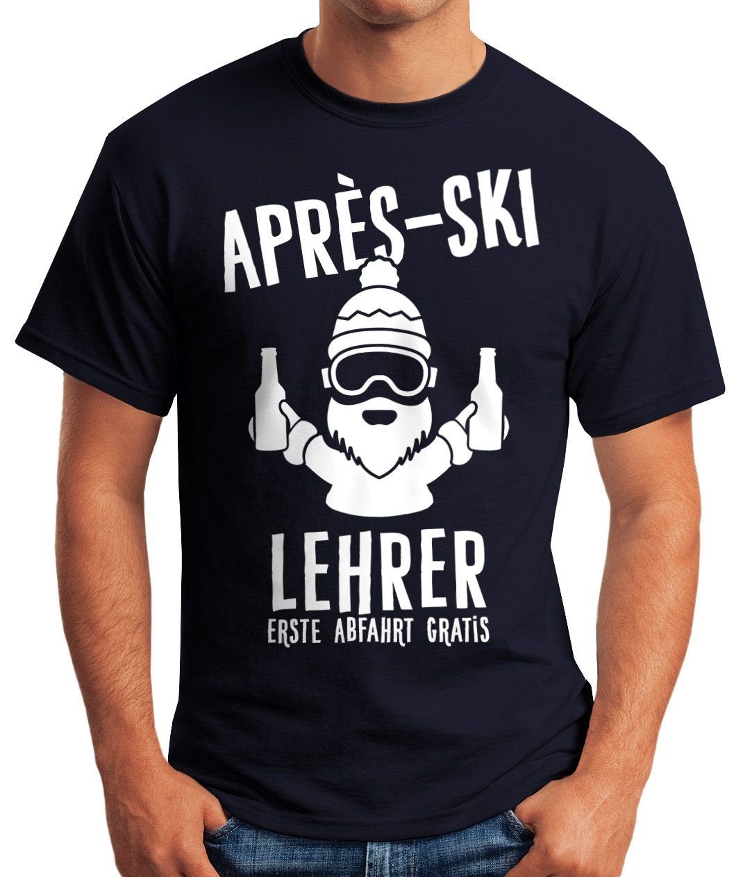 Print-Shirt Ski Après navy Fun-Shirt mit Moonworks® MoonWorks Lehrer Herren T-Shirt Print