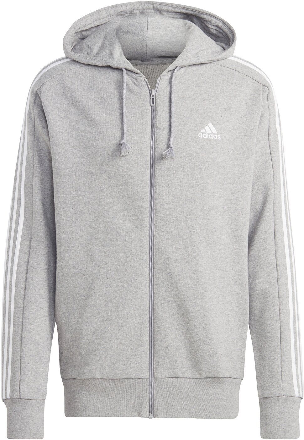 adidas Sportswear Kapuzenpullover ESSENTIALS FRENCH TERRY 3-STREIFEN Herren Kapuzenjacke hellgrau/weiß