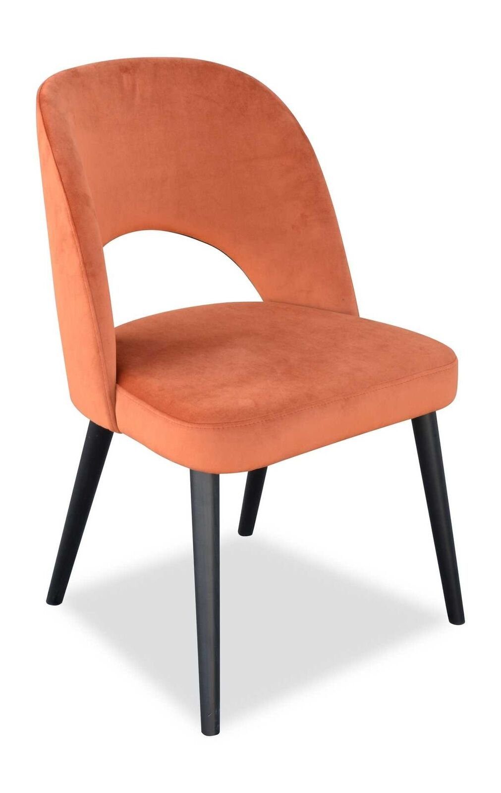 JVmoebel Stuhl Luxus Design Polster Stuhl Esszimmerstuhl Sitz Lehn Esszimmer Holz Neu (1 St) Orange