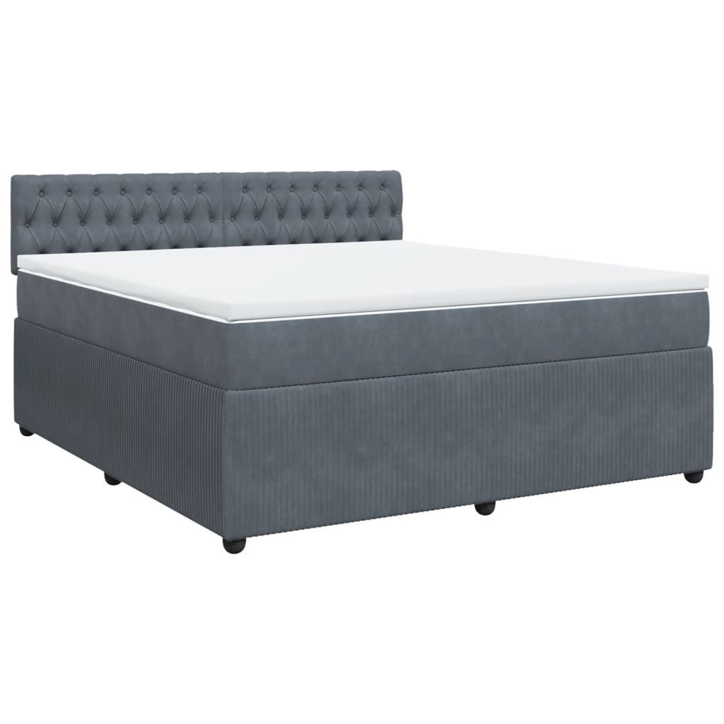 Bett Boxspringbett mit Matratze Dunkelgrau 180x200 cm Samt