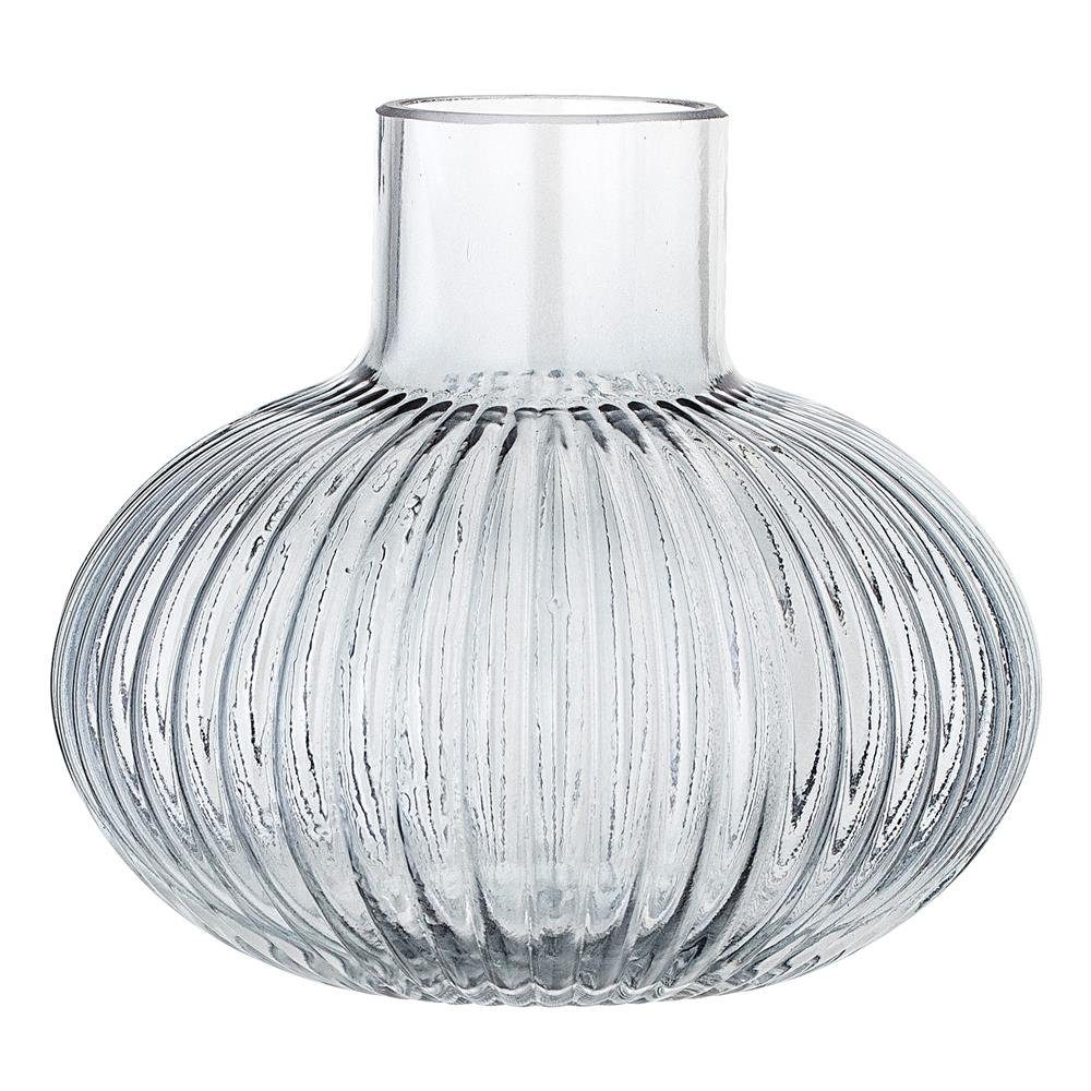 Glas 10,5cm dänisches grau Dekovase Rillen Blumenvase Ø11,5cm Glass, Vase, Grey, Tinka x Dekovase Design, Bloomingville bauchige