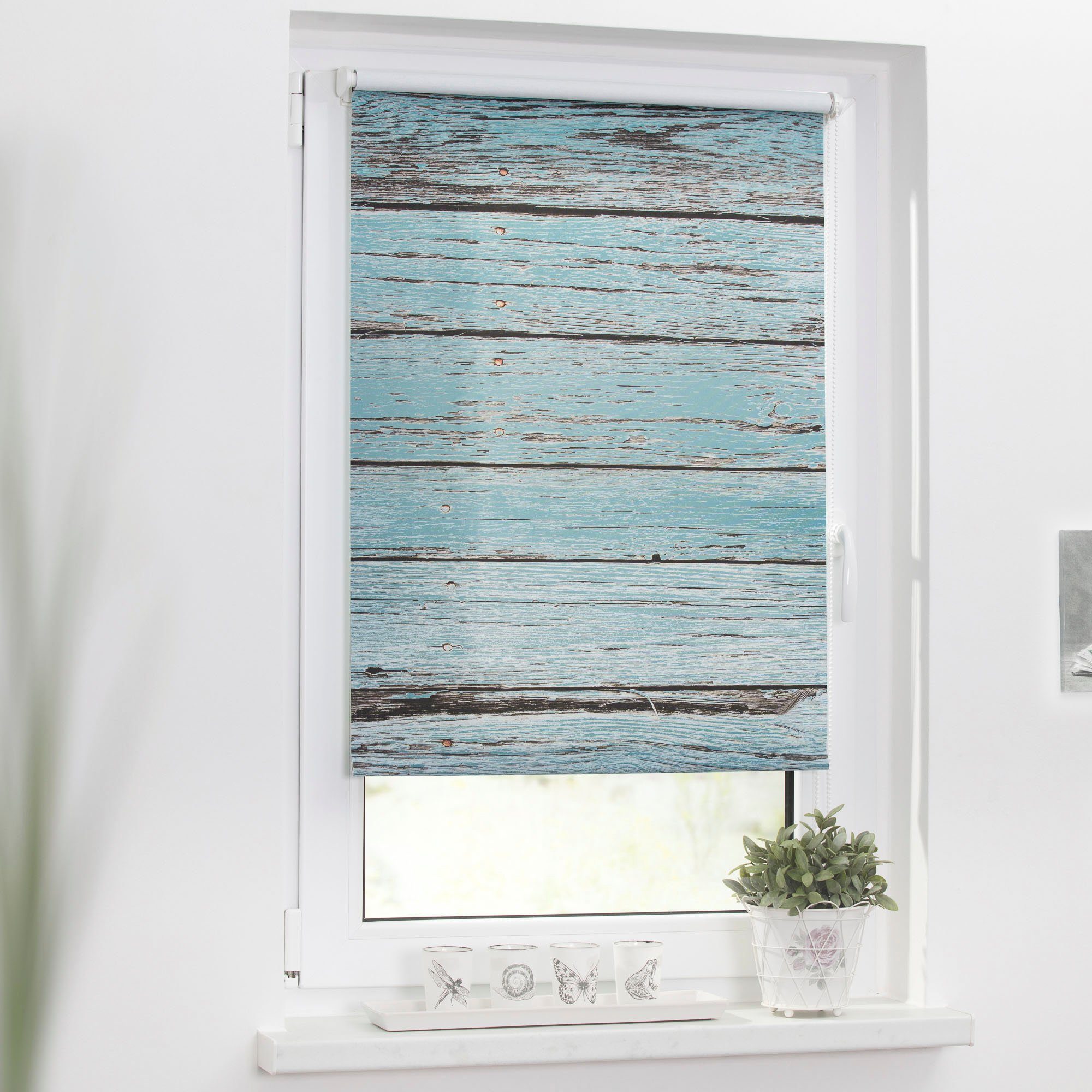 Seitenzugrollo Klemmfix Motiv Bretter Vintage, LICHTBLICK günstig online kaufen