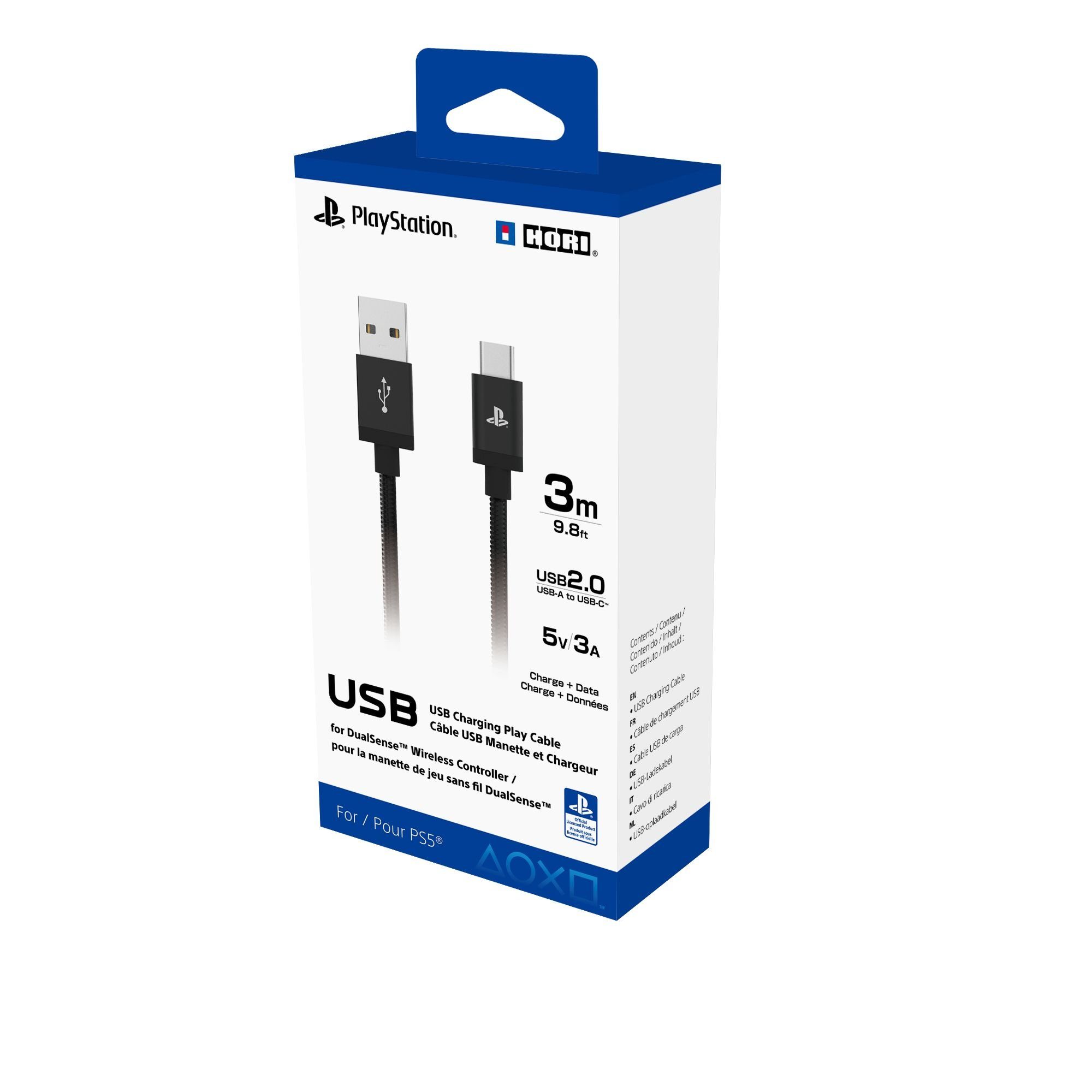 Hori Dual Sense Ladekabel für PS5 (3 Meter) USB-Kabel, USB-C, USB Typ A (300 cm), Offiziell lizenziert von Sony – Bild 3 von 3