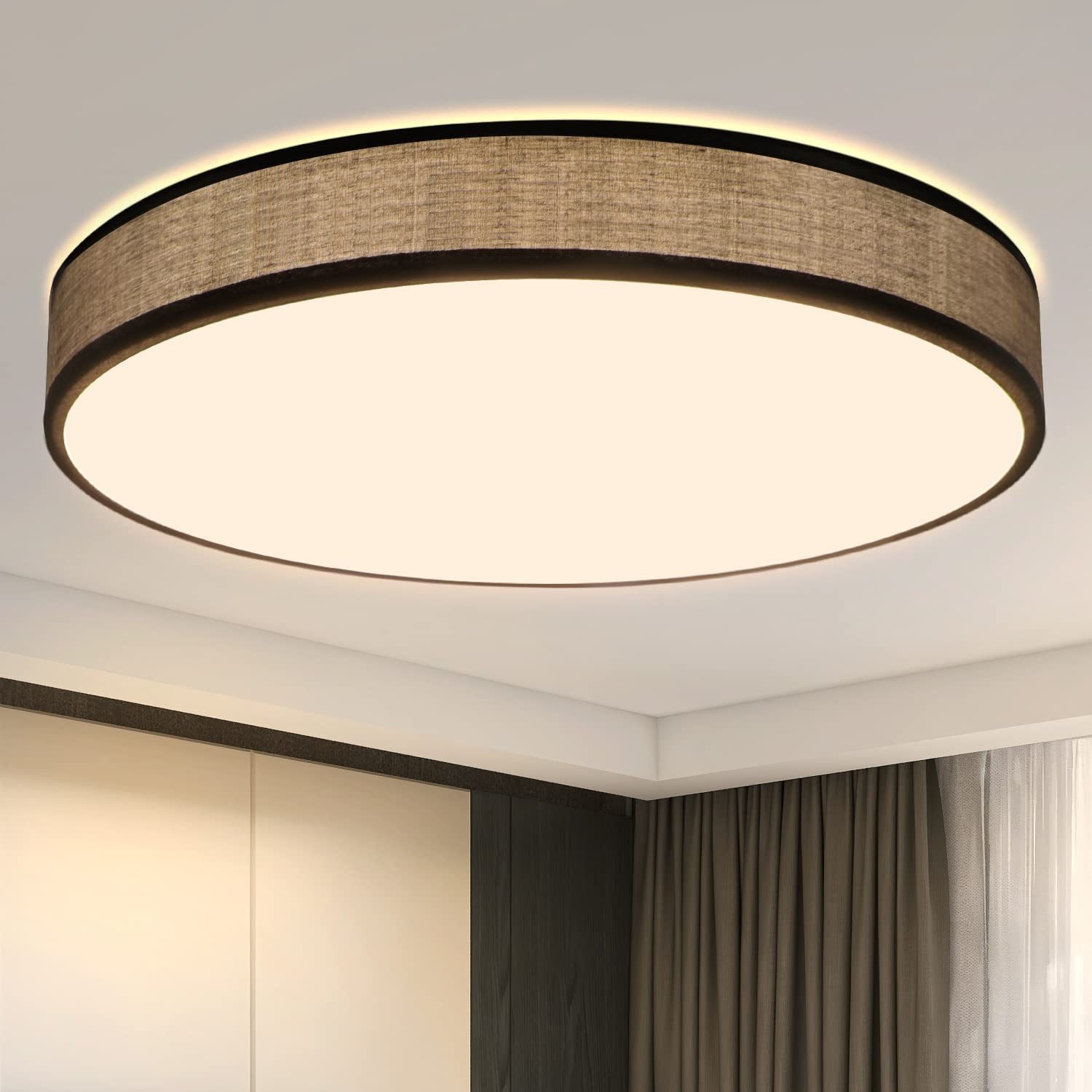 Nettlife LED Deckenleuchte Schlafzimmer Grün Stoffschirm günstig online kaufen