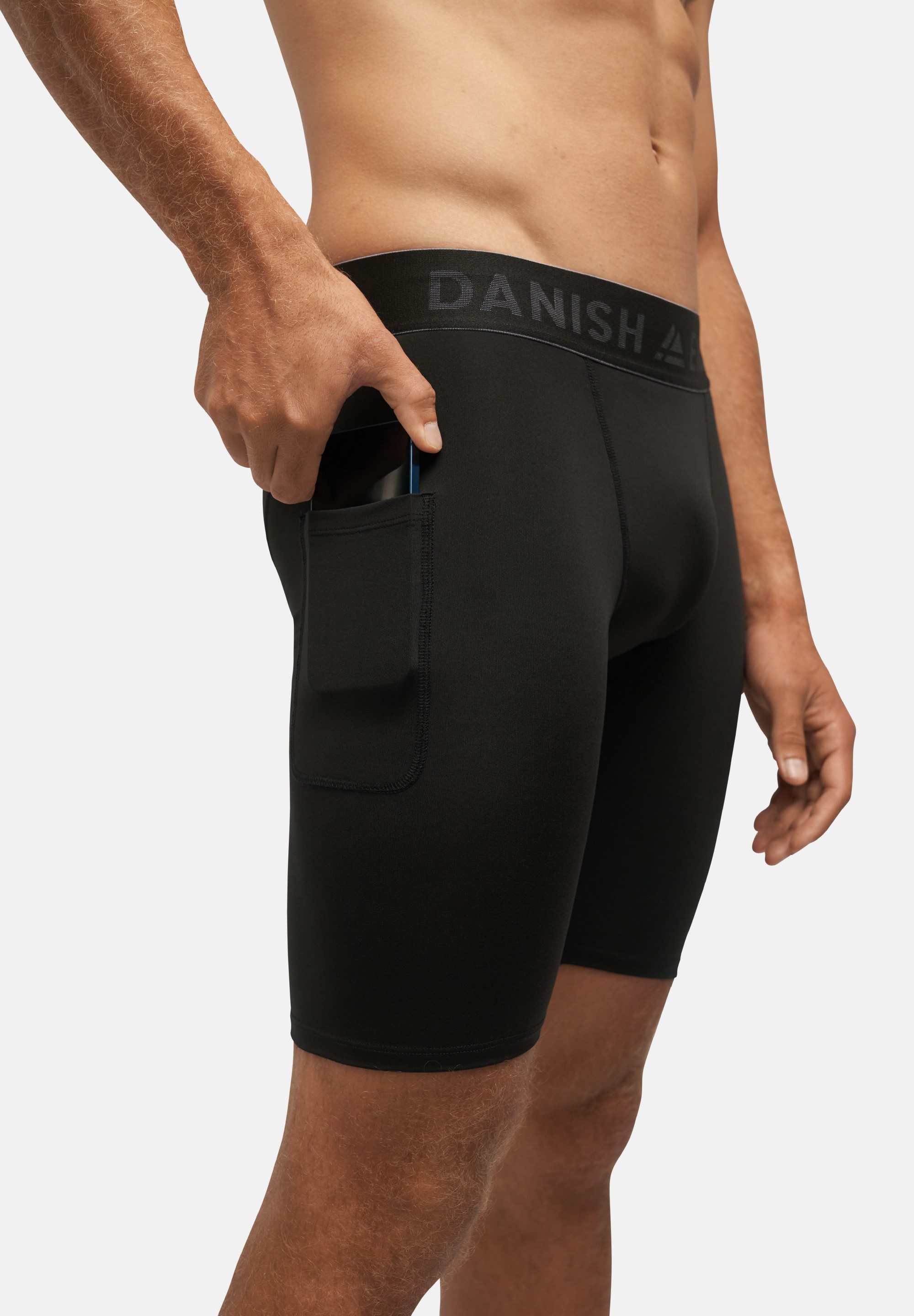 DANISH ENDURANCE Shorts Compression Shorts (2er-Pack) Lange Laufhose mit Taschen, reduziert Muskelkontraktionen