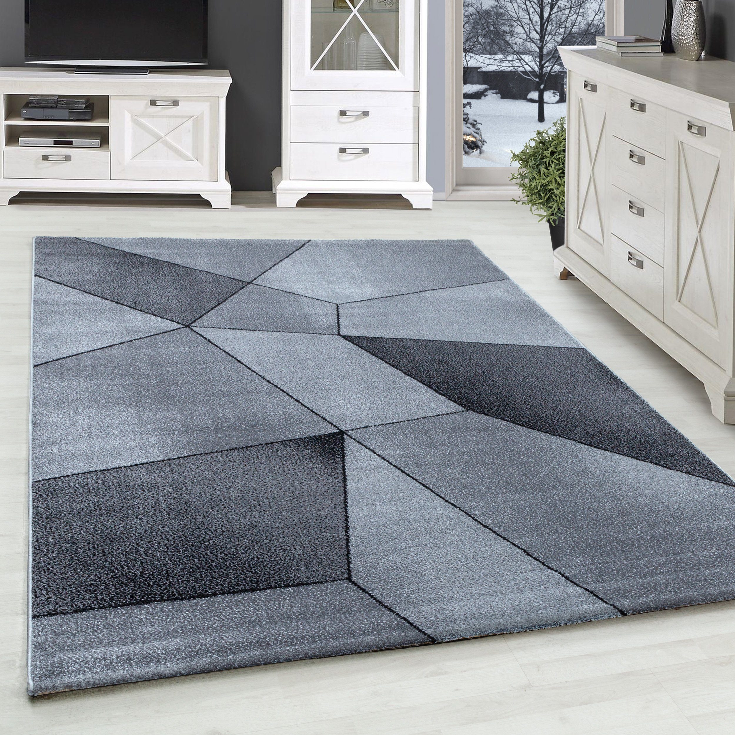 SIMPEX24 Teppich Geometrisch Design, Rechteckig, Höhe: 10 mm, Modern Kurzfl günstig online kaufen