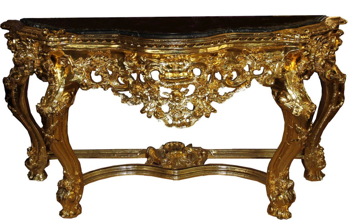 mit Konsole Gold Beistelltisch Limited - / - Edition Barock B cm Luxus Padrino Konsolentisch Marmorplatte 175 Barock Schwarz Casa