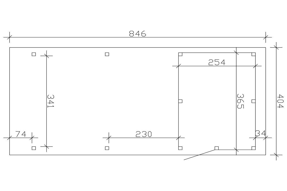 Einzelcarport Einfahrtshöhe 223 cm, BxT: cm Emsland, 404x846 Skanholz