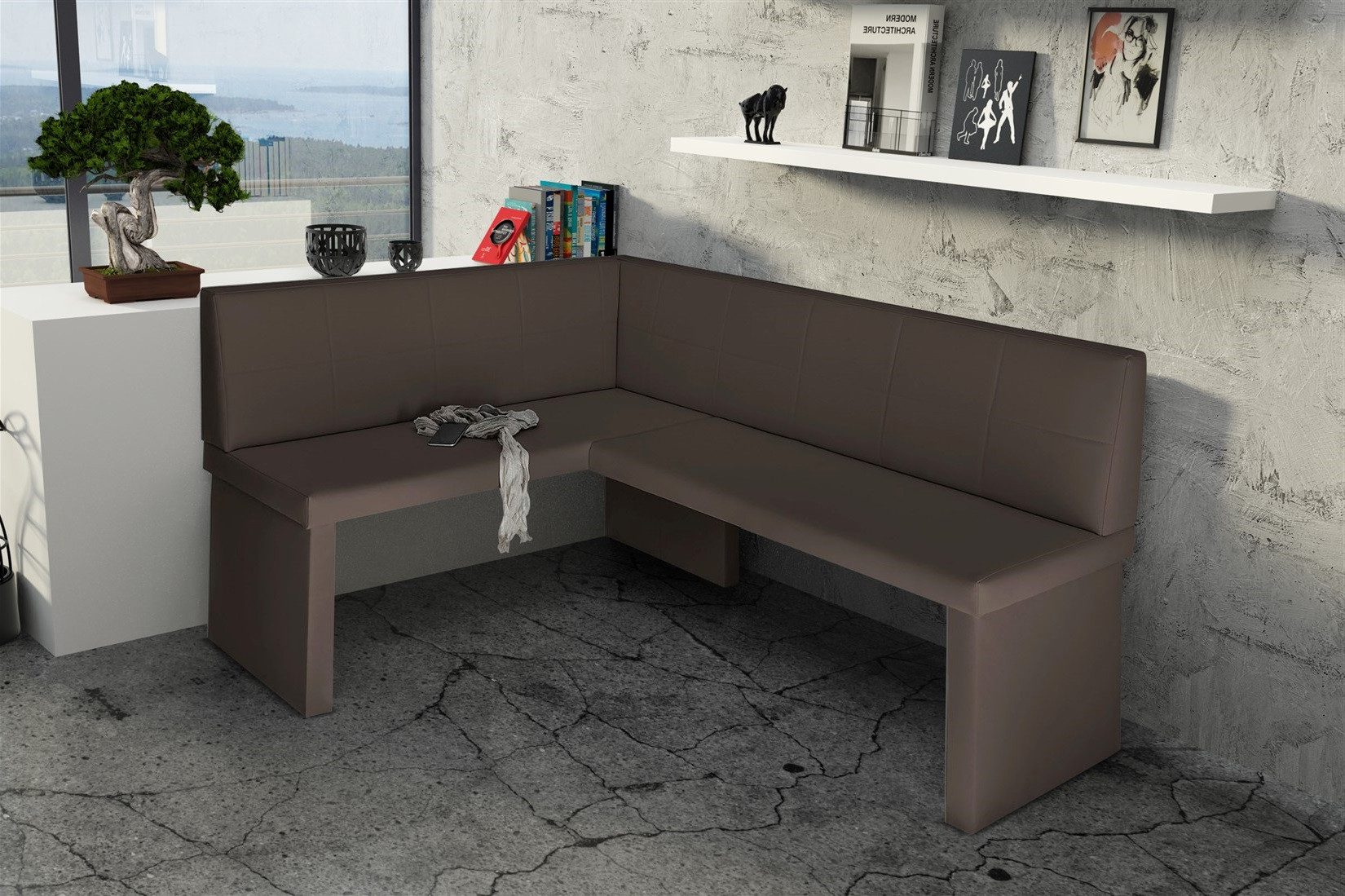Fun Möbel Eckbank Sitzbank Eckbank „Robin XL" in Kunstleder Madryt Größe 196 x 142cm