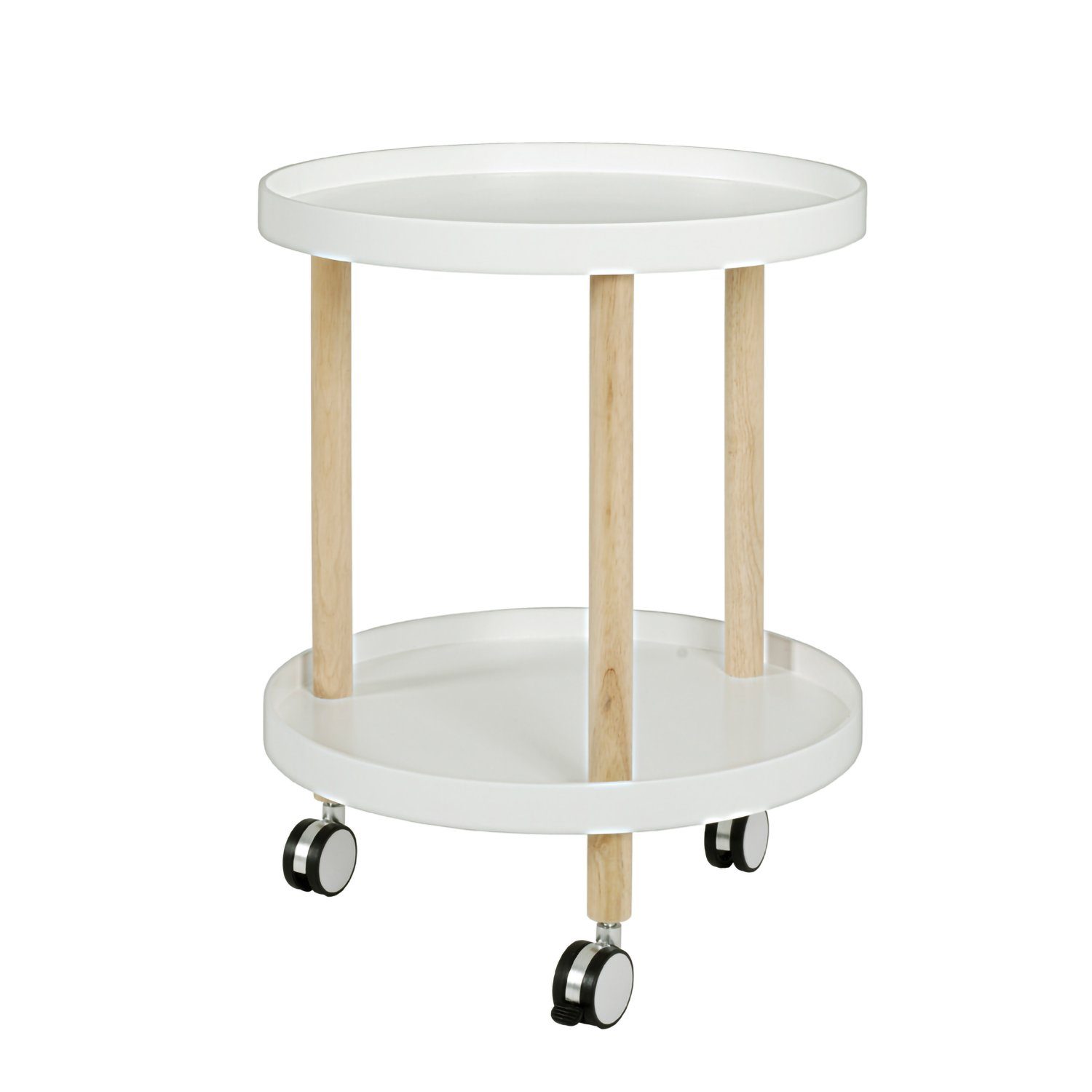 HAKU Beistelltisch HAKU Möbel Beistelltisch auf Rollen - weiß-natur - H. 60cm (1 Stück)