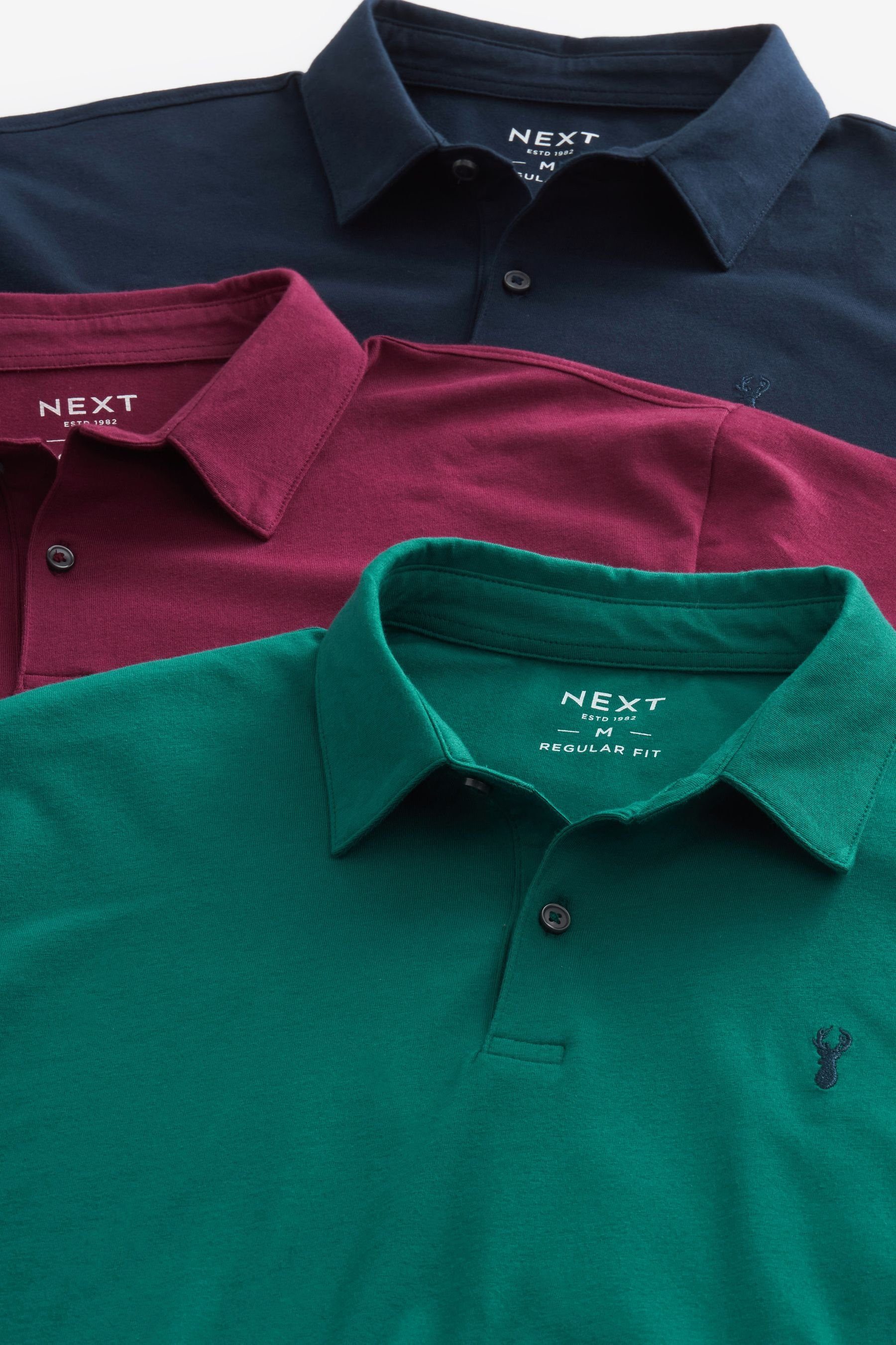 Poloshirt Navy/Teal Poloshirts (3-tlg) Next im Jersey aus 3er-Pack Blue/Pink