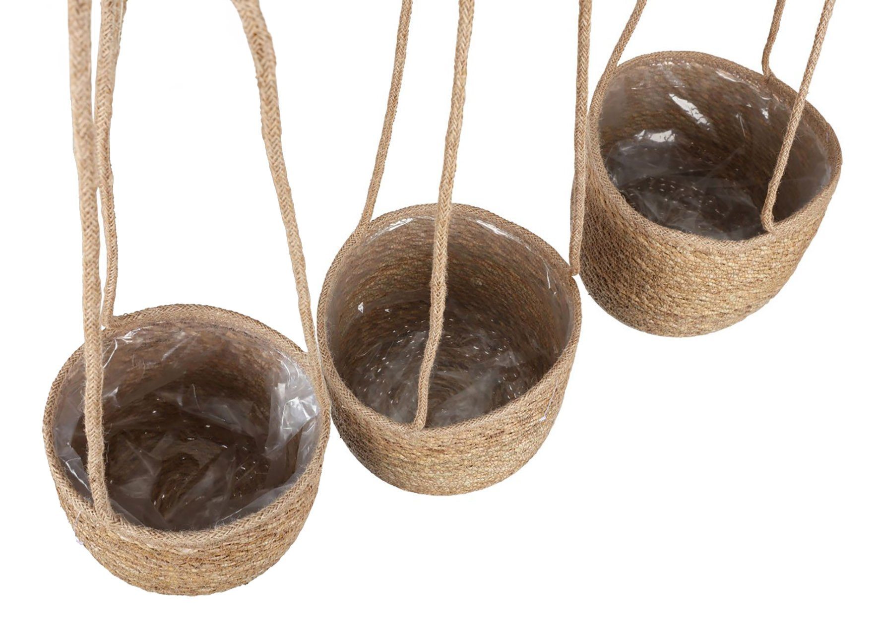 Spetebo Übertopf Seegras Blumenampel natur - 3er Set (Packung, 1 tlg), Geflochtene Boho Chic Blumentöpfe