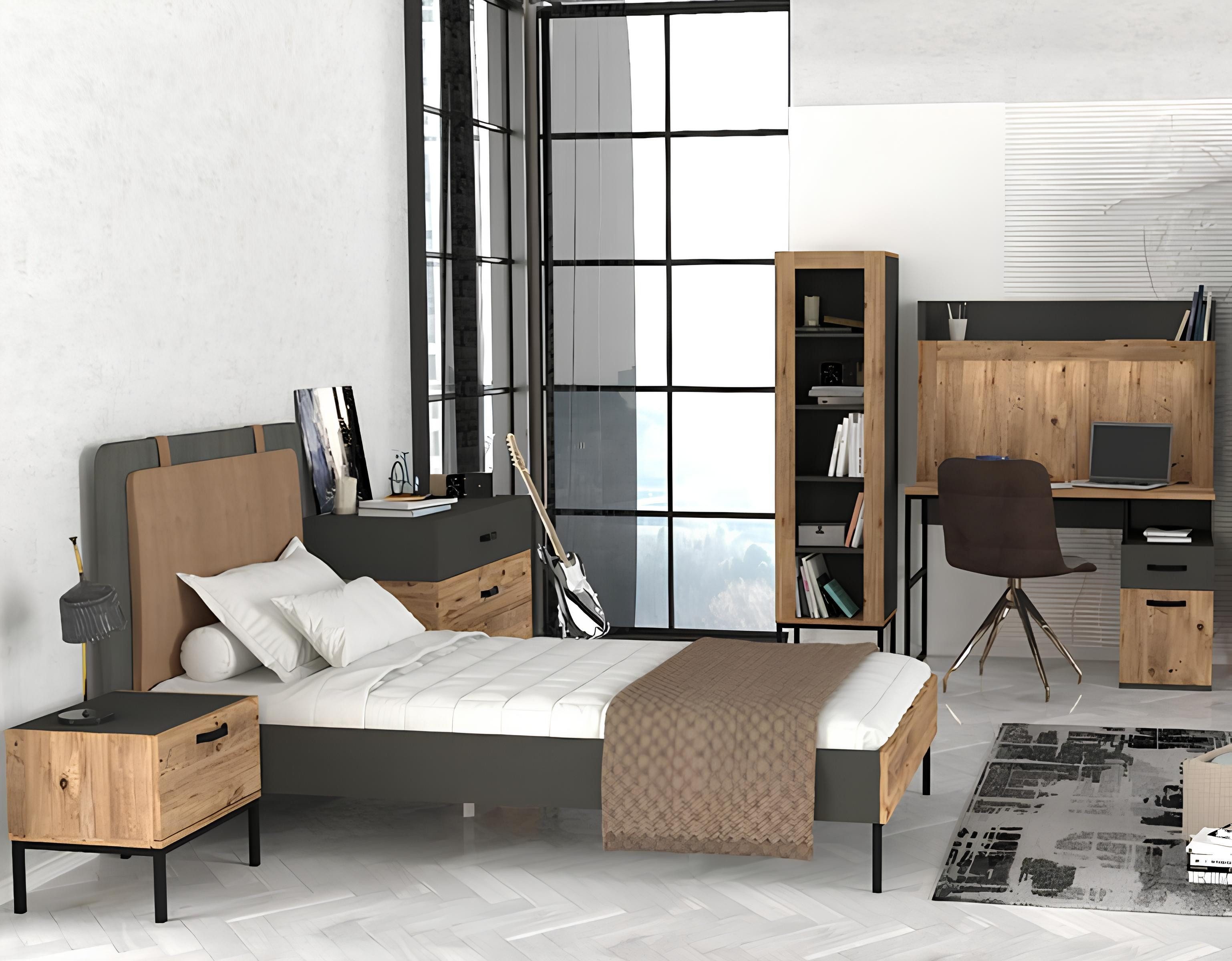 Jugendzimmer-Set Modernes Jugendzimmer Set mit Bett, Nachttisch und Schreibtisch