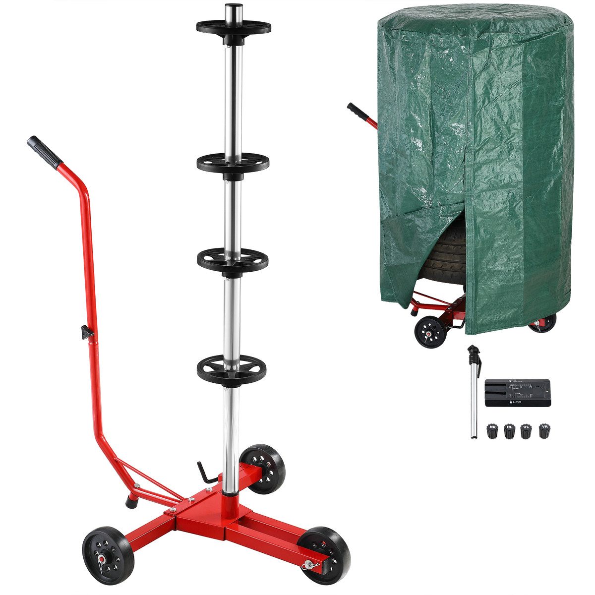 monzana Felgenbaum, Reifenständer für 225mm Autoreifen mit Radbremse Mobile Felgenständer