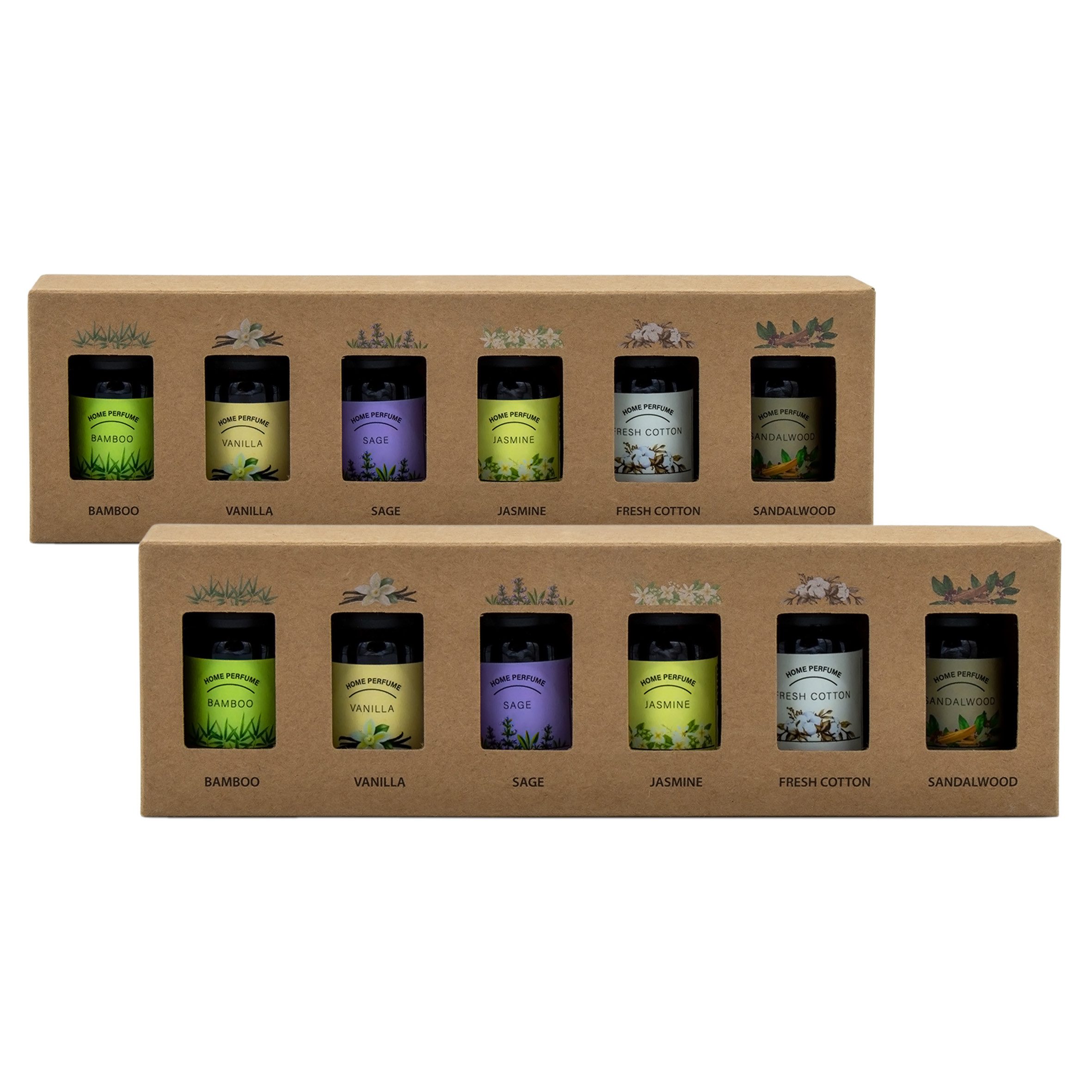 Spetebo Duftöl Aromaöl für Diffuser in 6 verschiedenen Düfen (12er Set, 1-St., 12 Flacon mit jeweils 10ml), zur Anwendung in Diffuser-Gräten