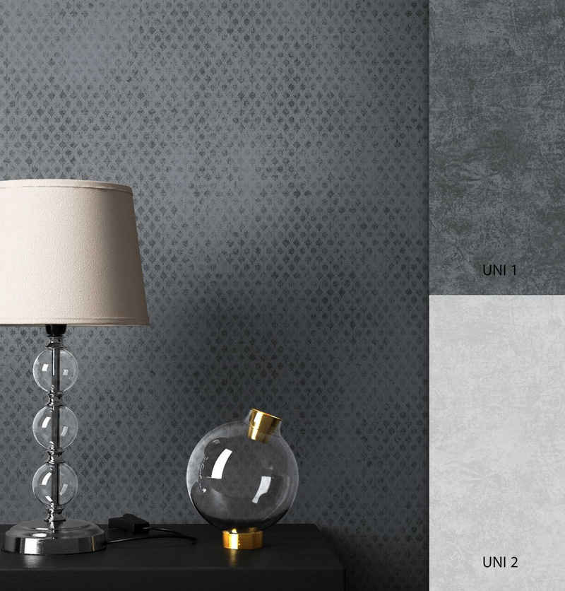 Newroom Vliestapete, Grau Grafiktapete Grafik Geometrisch - Anthrazit Schwarz Modern Metallic für Büro Diele/Flur Schlafen
