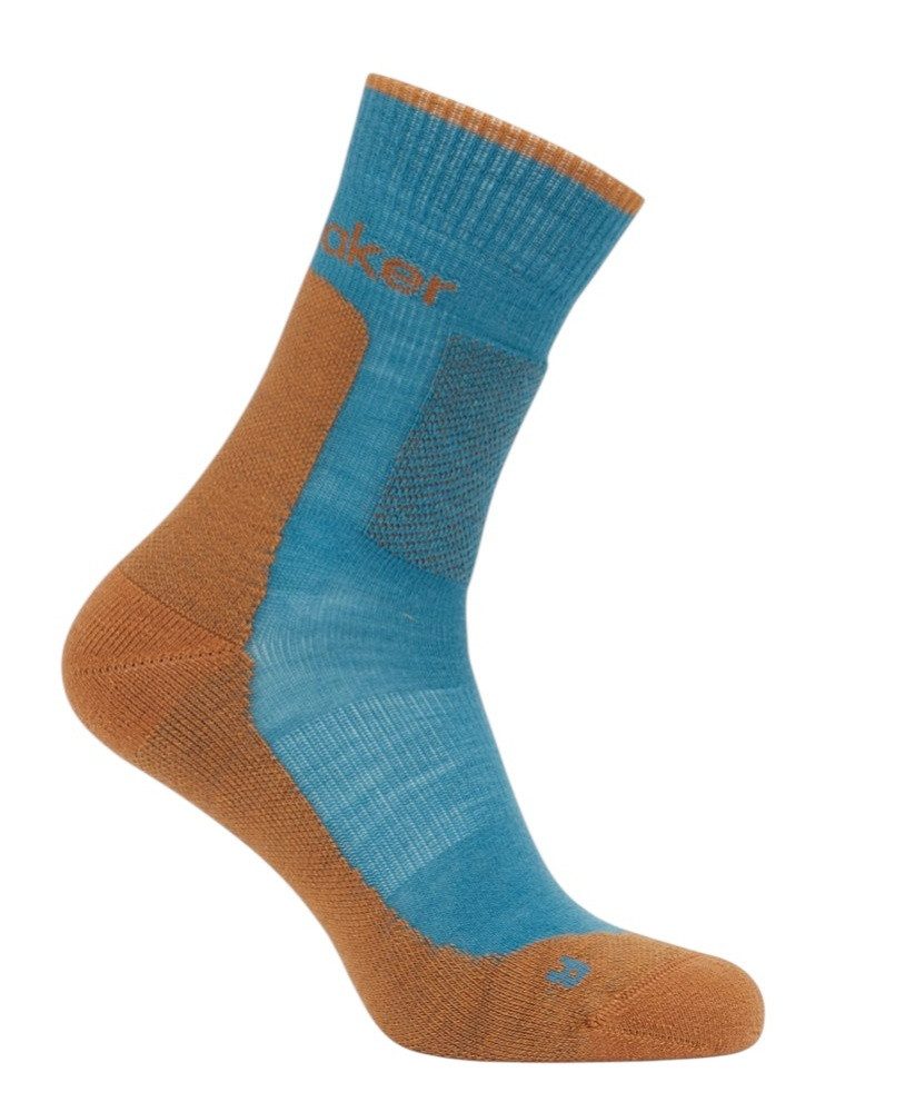 Icebreaker Wandersocken Crew Hike+ Medium (Merinowolle, strapazierfähig, leicht) blau/orange
