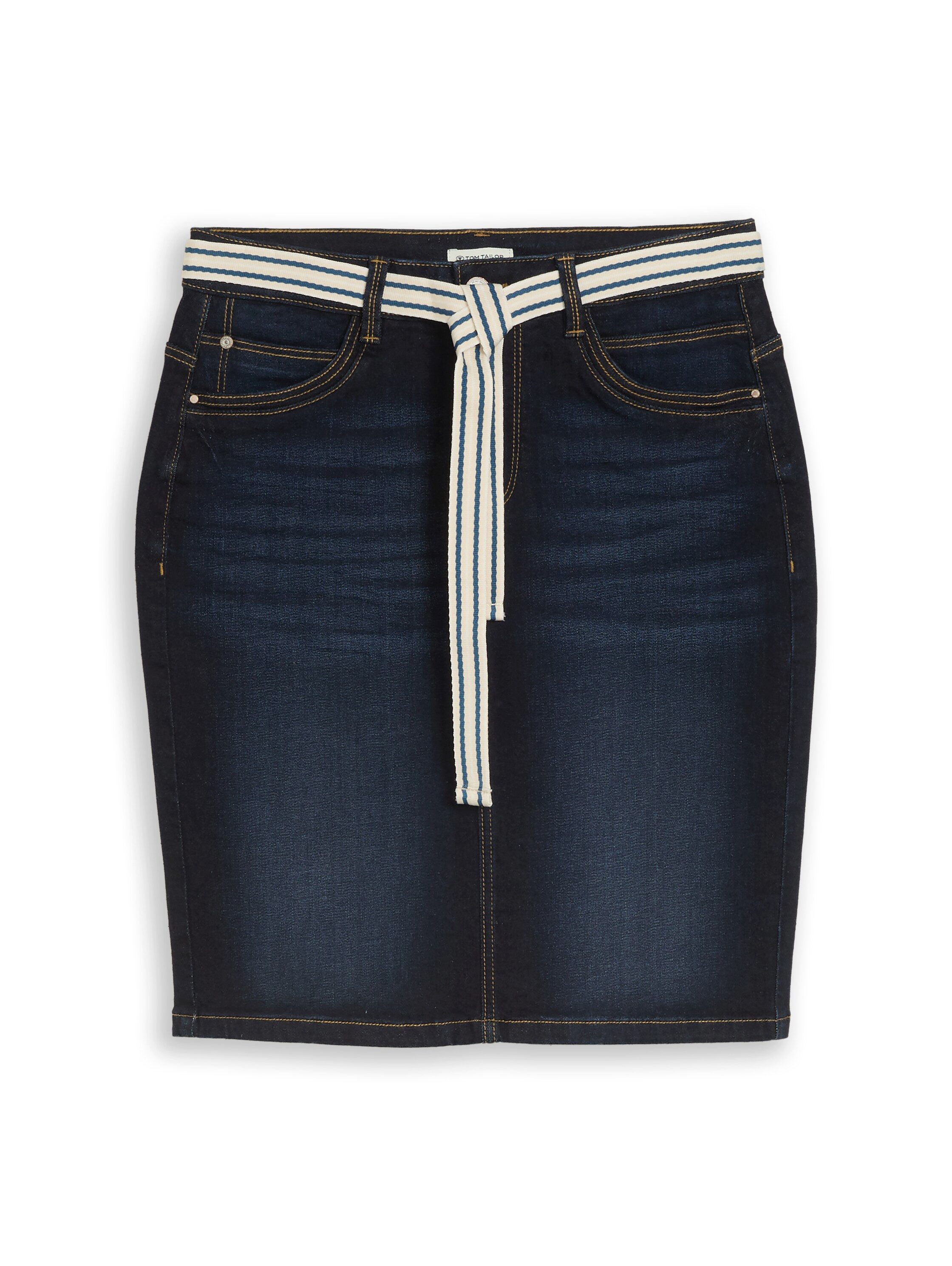 TOM TAILOR Strickrock Jeansrock mit Stretch und Gürtel