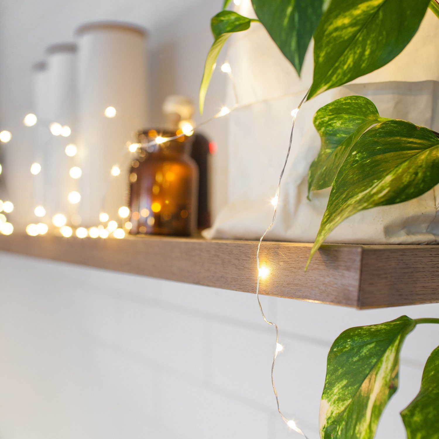 Lights4fun LED-Lichterkette 200er LED Micro Lichterkette warmweiß