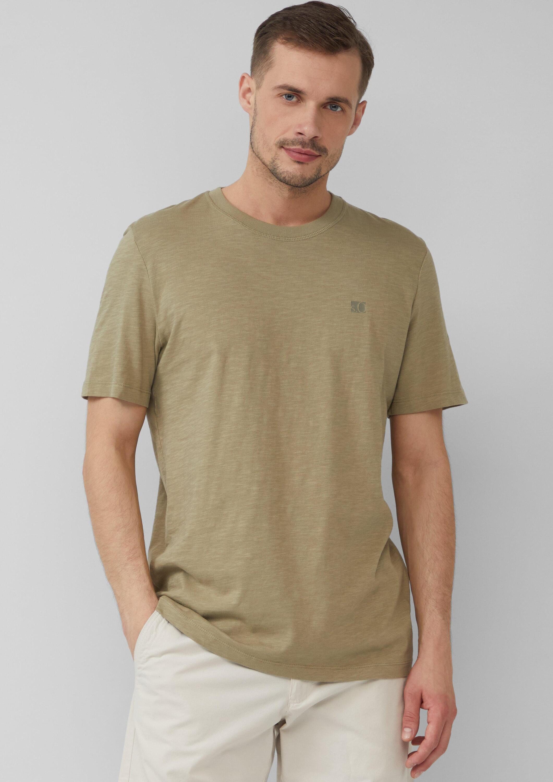 s.Oliver Kurzarmshirt T-Shirt T-Shirt mit Flammgarnstruktur günstig online kaufen