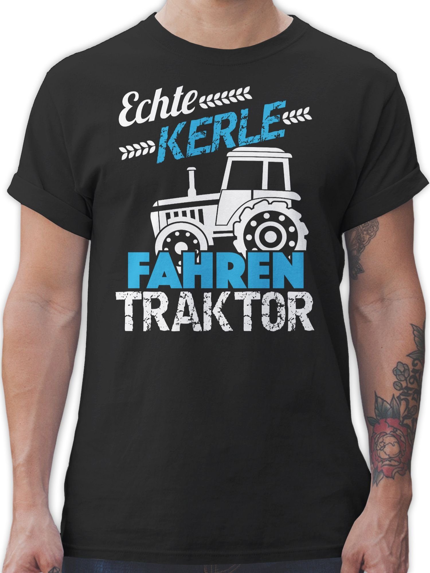 Shirtracer T-Shirt Echte Kerle fahren Traktor Traktor 01 Schwarz