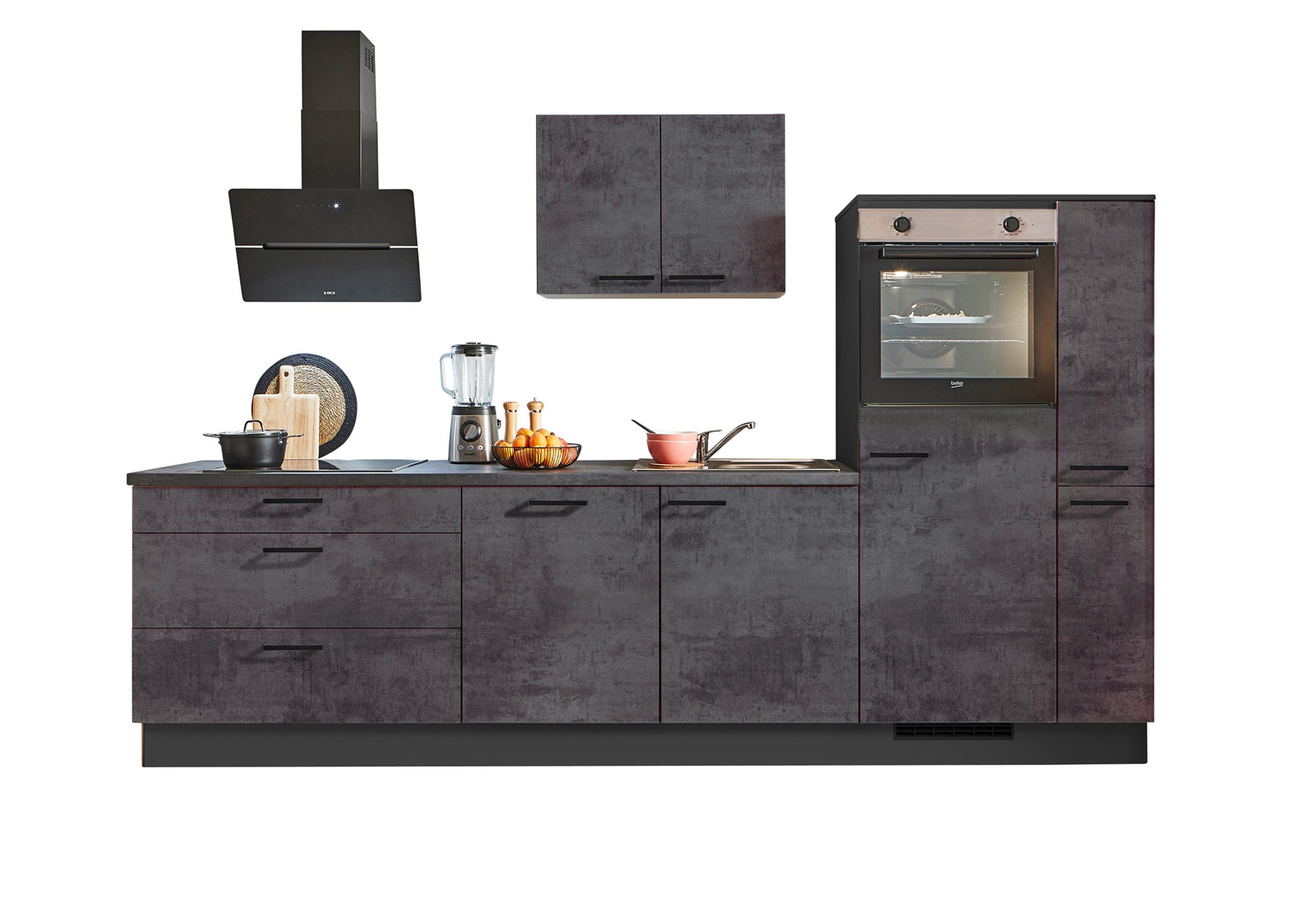 pino Küchenzeile Stockholm, individuell anpassbar, gratis Küchenplanung mit Profis, (Breite 290cm), vormontiert, wahlw. mit E-Geräten, Preis inkl. Lieferung & Montage