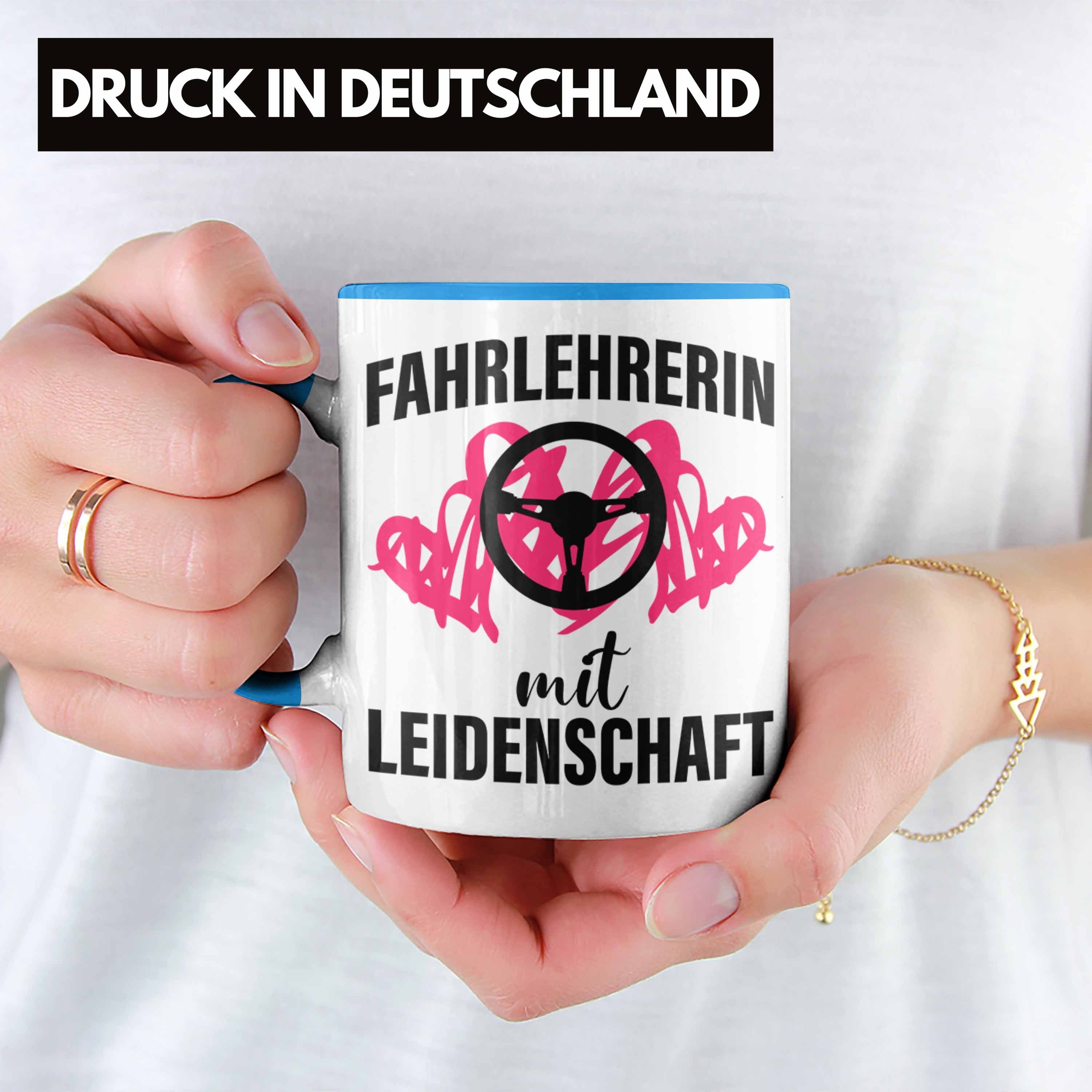 Dankeschön Fahrlehrerin Tasse Kaffeetasse Trendation Dank Geschenkidee Tasse Fahrlehrerinnen - Geschenk für Trendation Blau