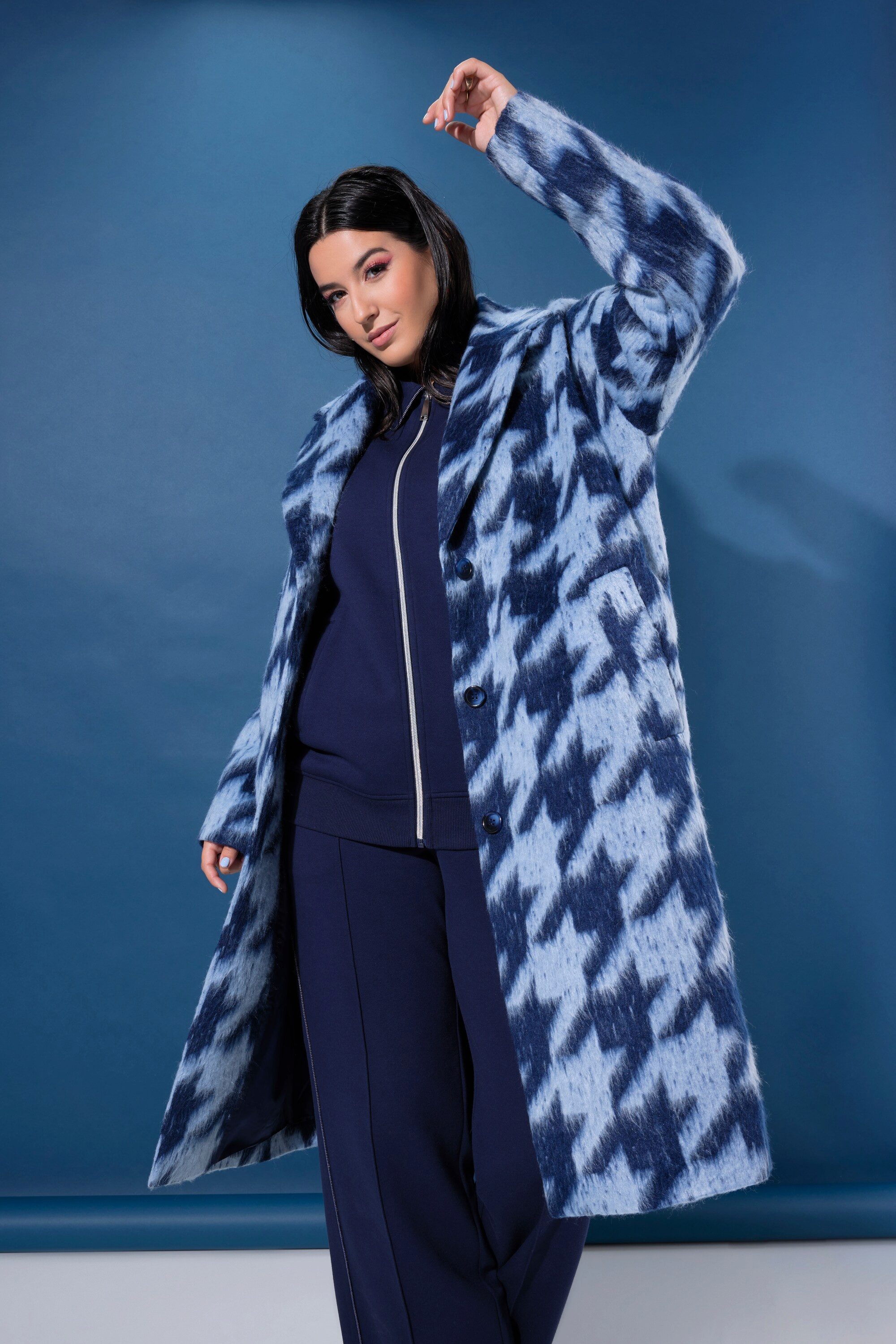 Studio Untold Wintermantel Mantel Oversize Shape Hahnentritt Reverskragen