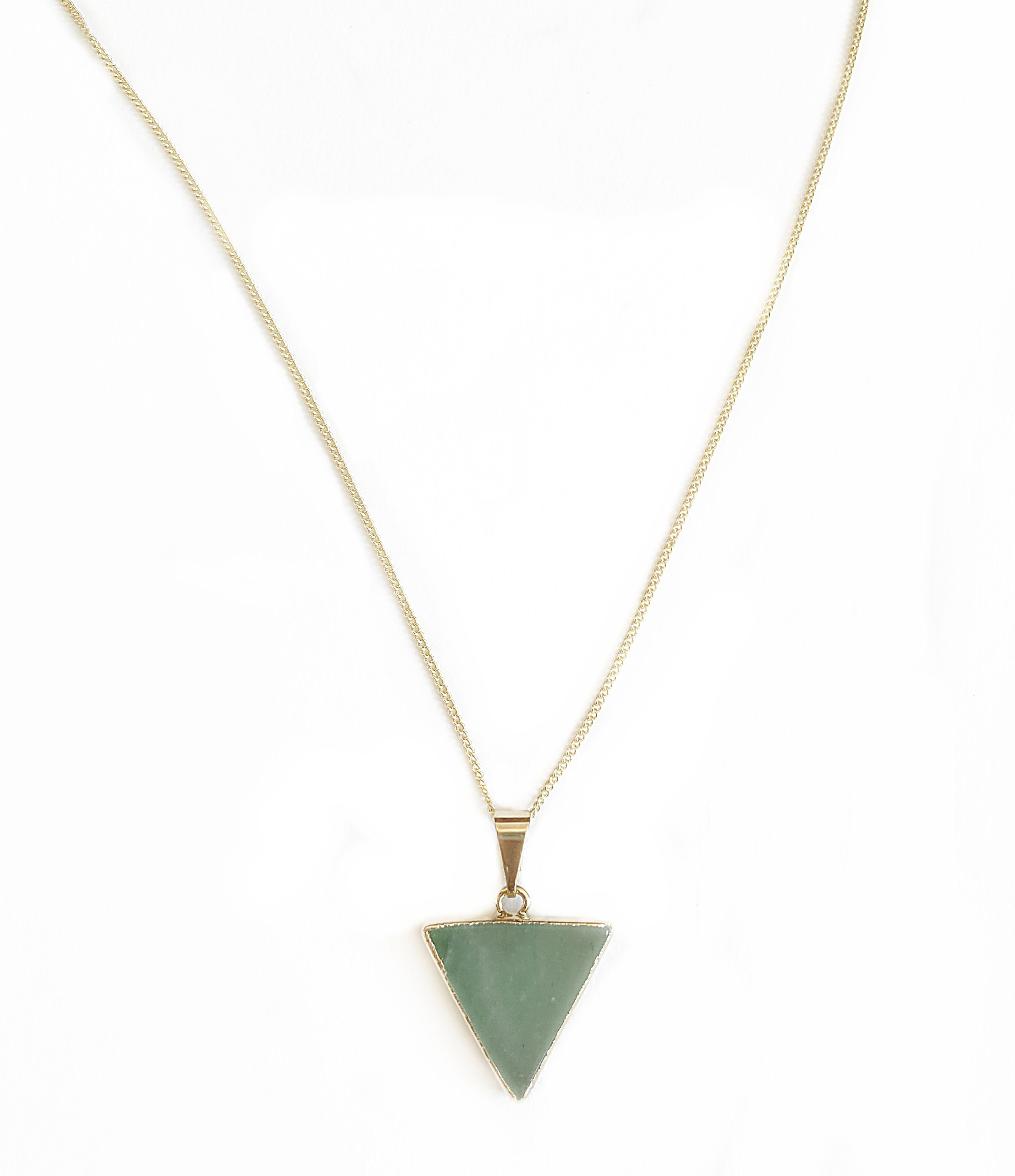 Jewelry Crystal Aventurin-Dreieck-Kette Sage Anhänger Kette mit and vergoldet