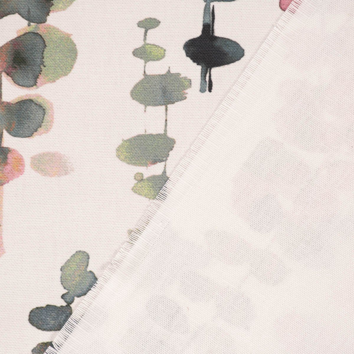 Vorhang SCHÖNER vorgewaschen Baumwolle, handmade, blickdicht, Blätter Vorhang Ranken Digitaldruck, LEBEN., grün rosa (1 LEBEN. St), Smokband SCHÖNER 245cm, weiß in Germany, Aquarell made