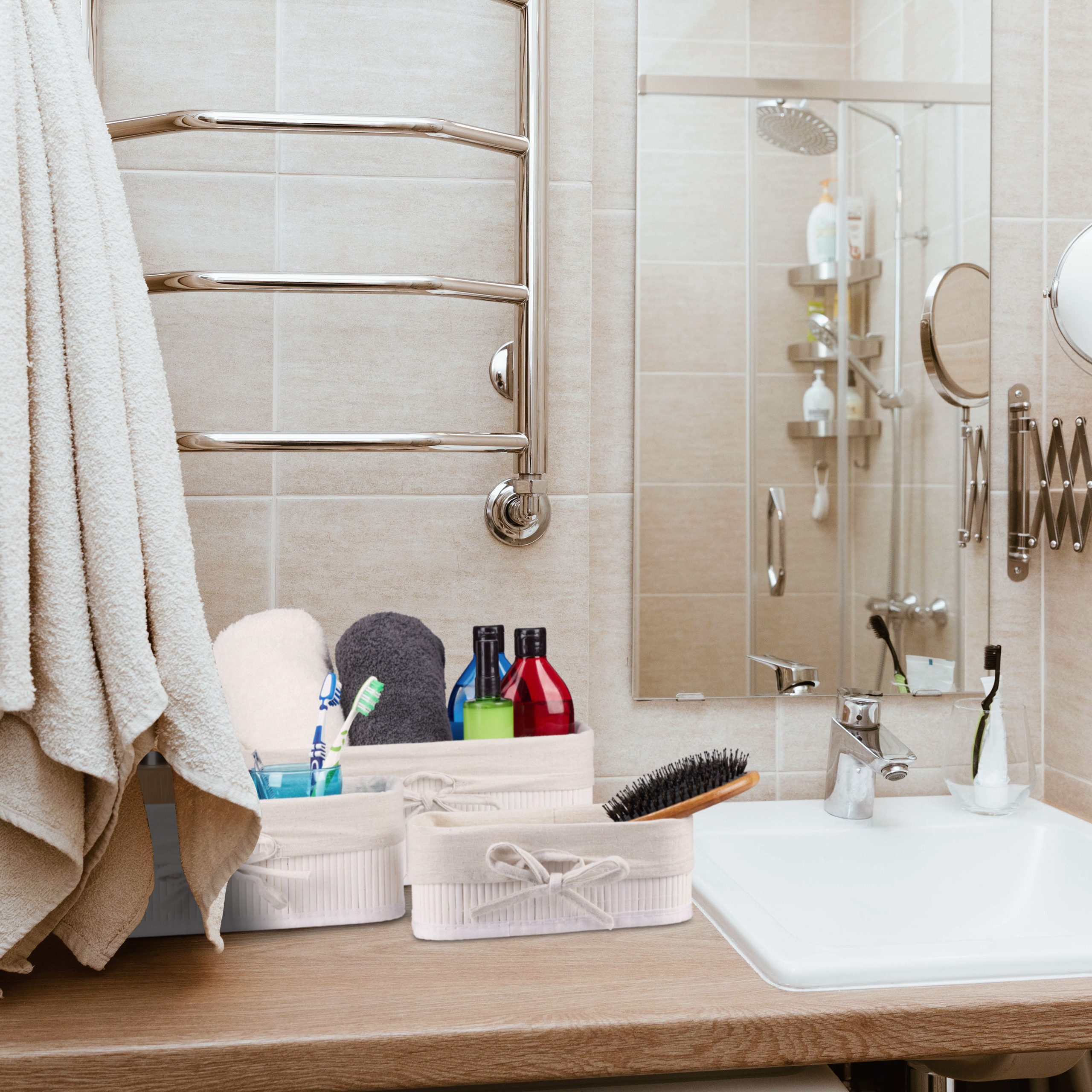 relaxdays Aufbewahrungskorb 6-tlg. Aufbewahrungskorb Set aus Bambus günstig online kaufen