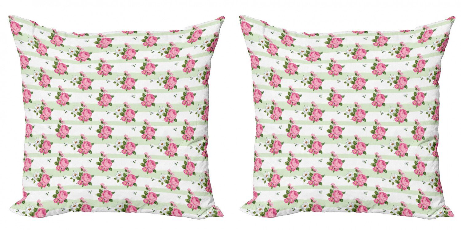 Kissenbezüge Modern Accent Doppelseitiger Digitaldruck, Abakuhaus (2 Stück), Pfingstrose Gänseblümchen blüht Blumenstrauß Kunst