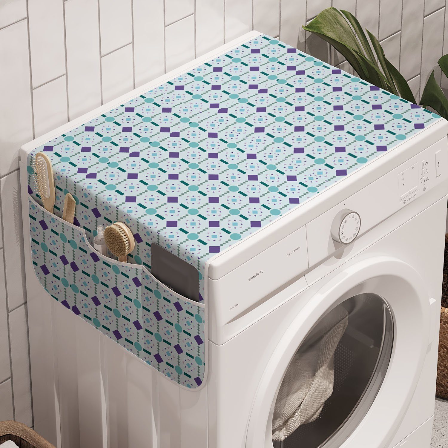 Abakuhaus und für Waschmaschine kalten Badorganizer Ton Trockner, Abstrakt Formen Anti-Rutsch-Stoffabdeckung Geometrische